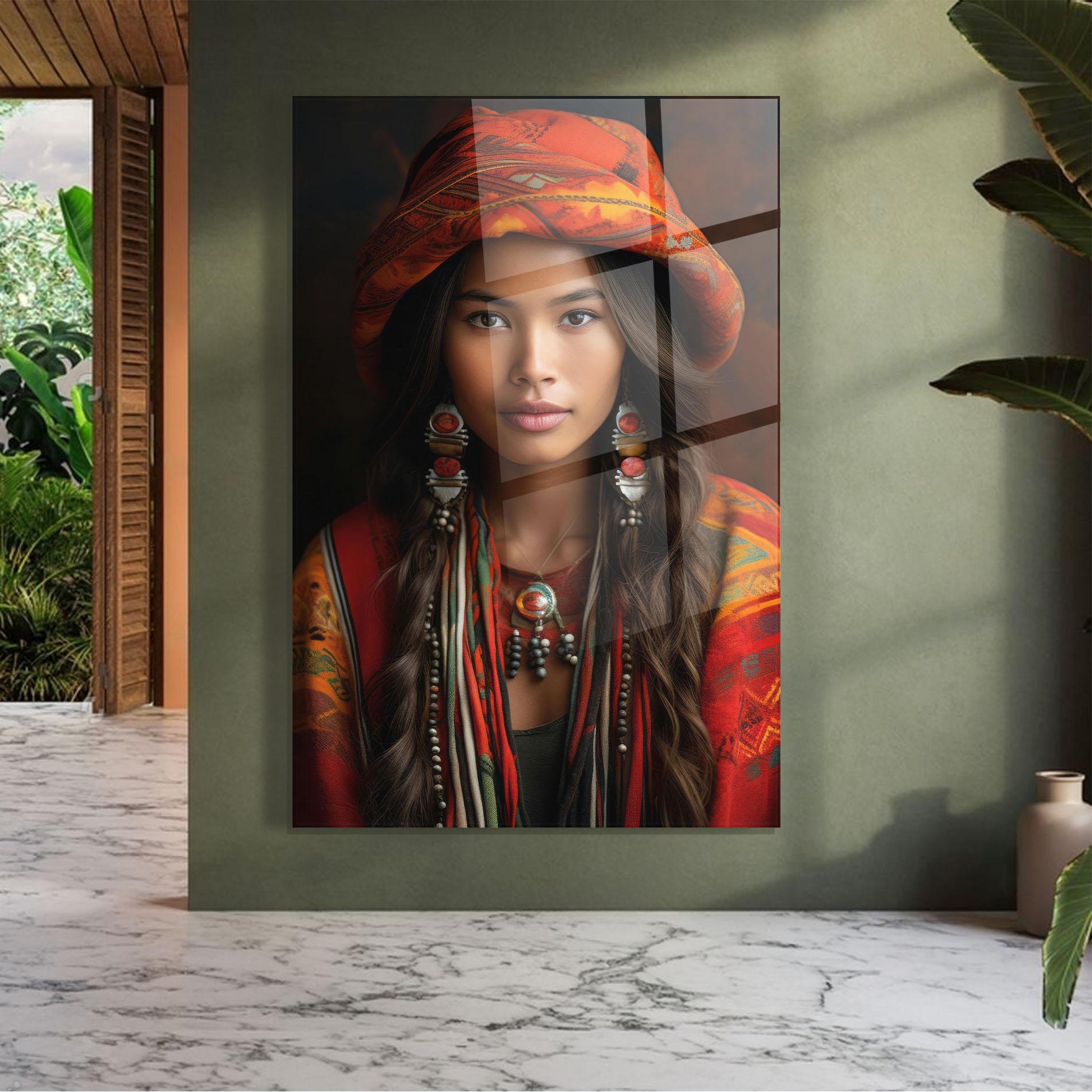 Tablou Sticla Colorful Hat And Earrings mockup 7