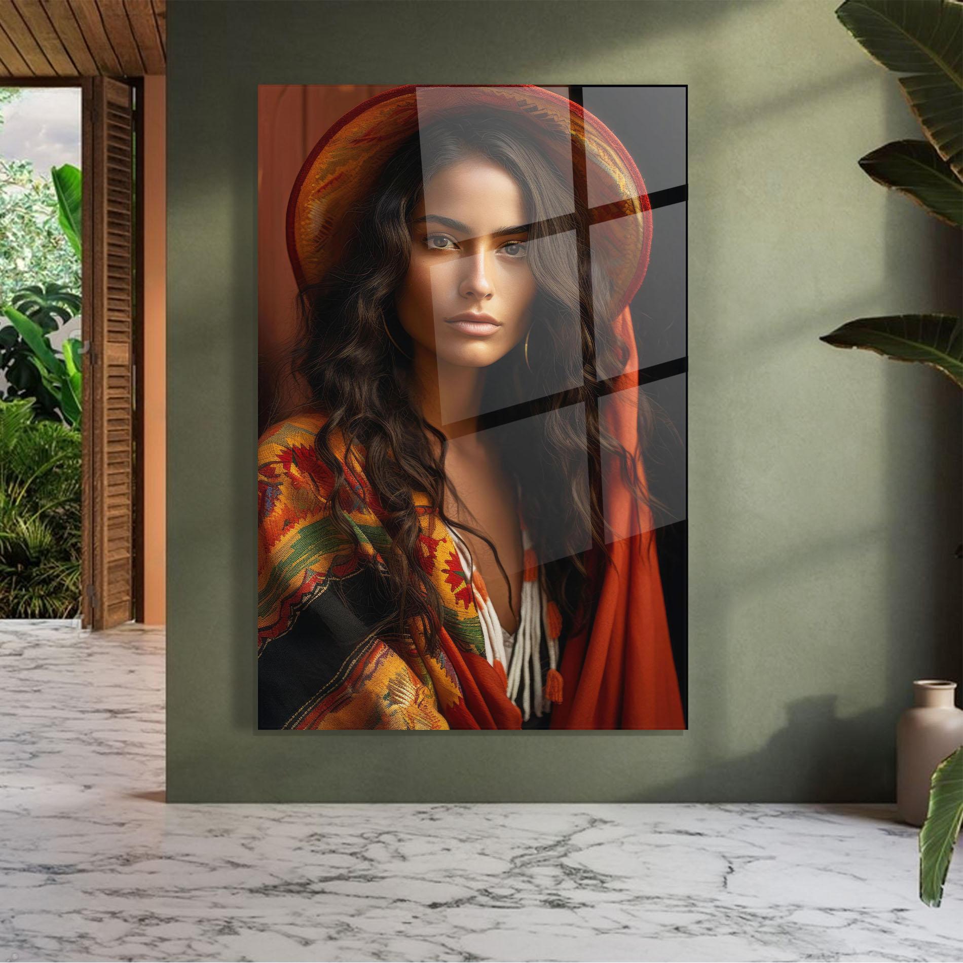 Tablou Sticla Colorful Hat And Scarf mockup 7