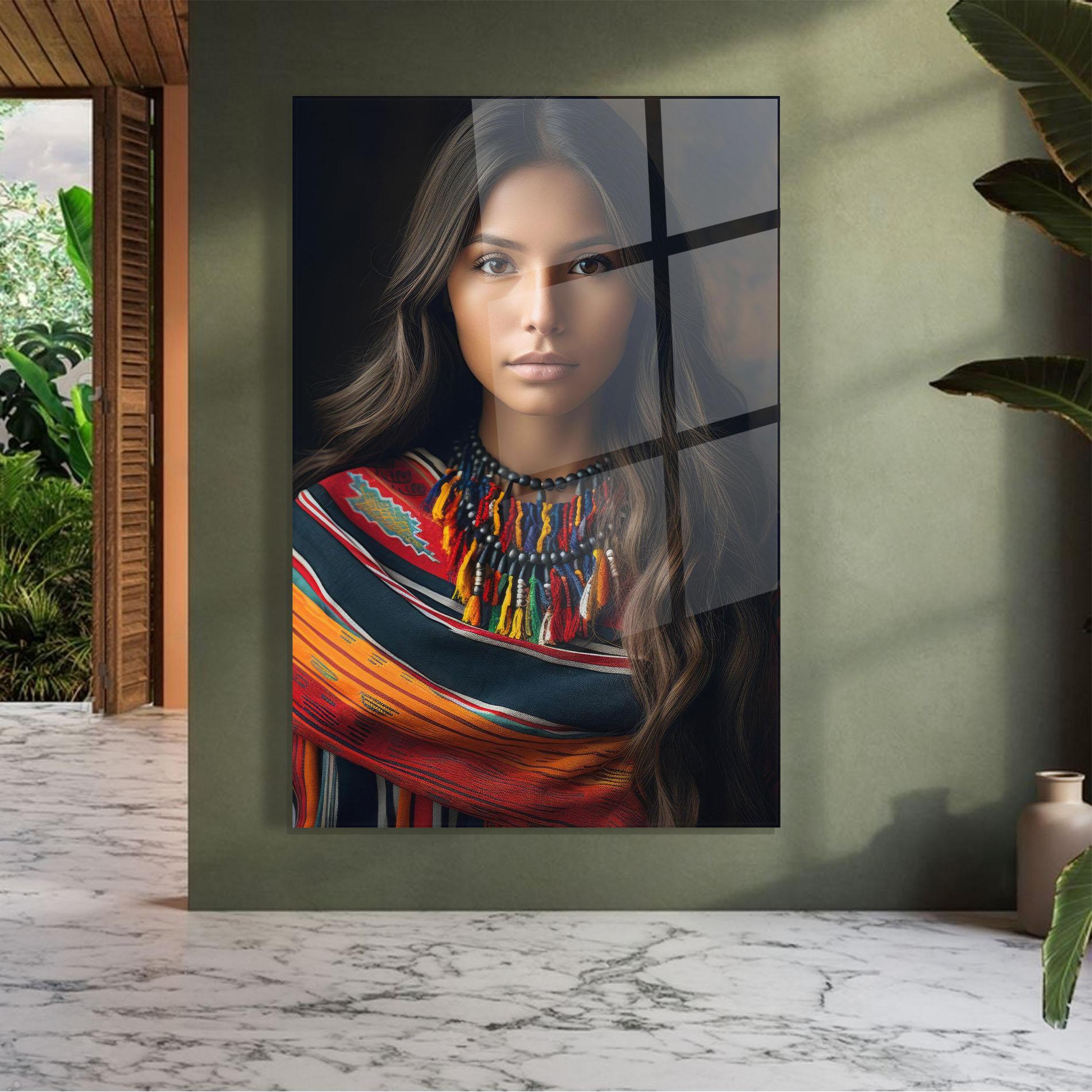 Tablou Sticla Colorful Scarf mockup 7