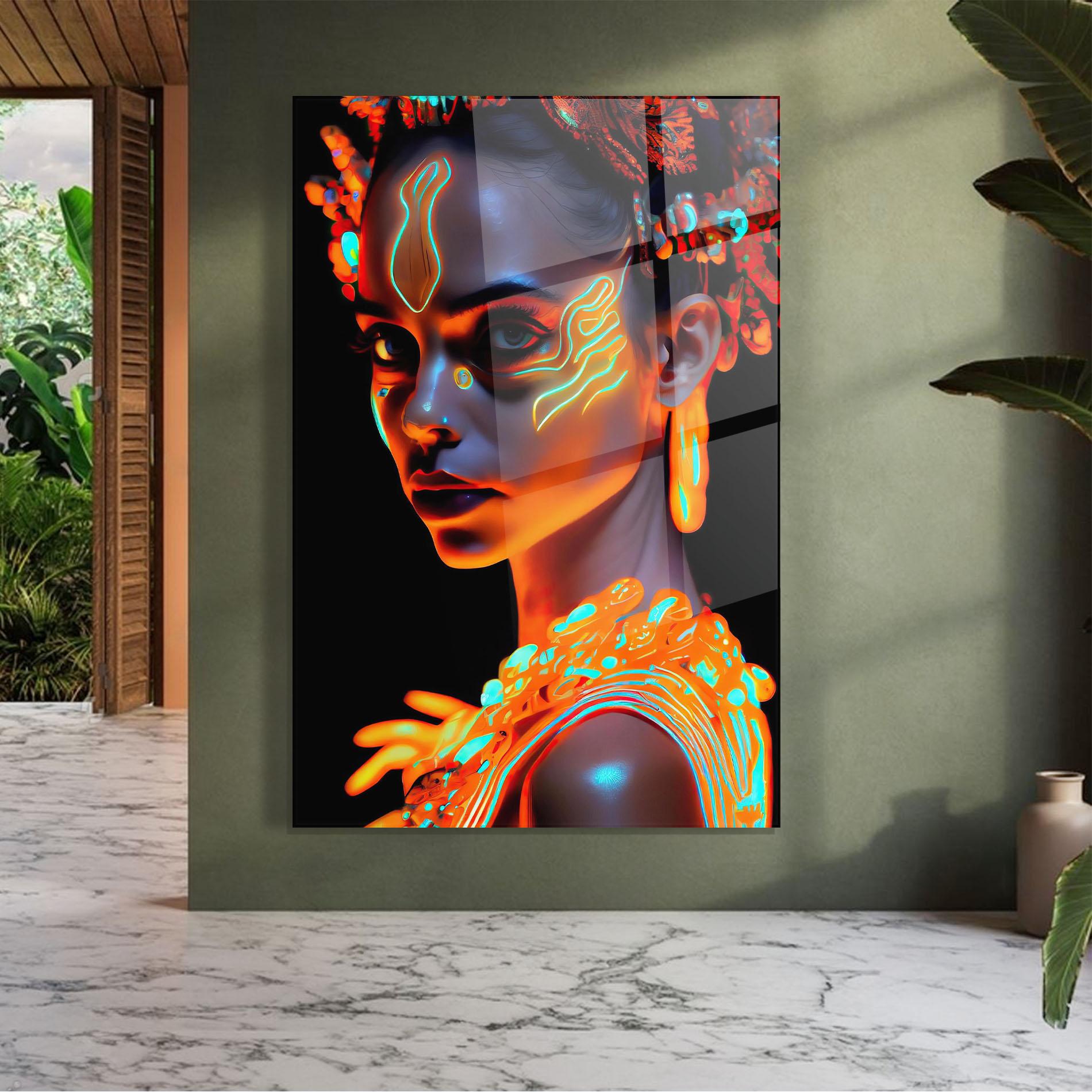 Tablou Sticla Glowing Face Paint mockup 7