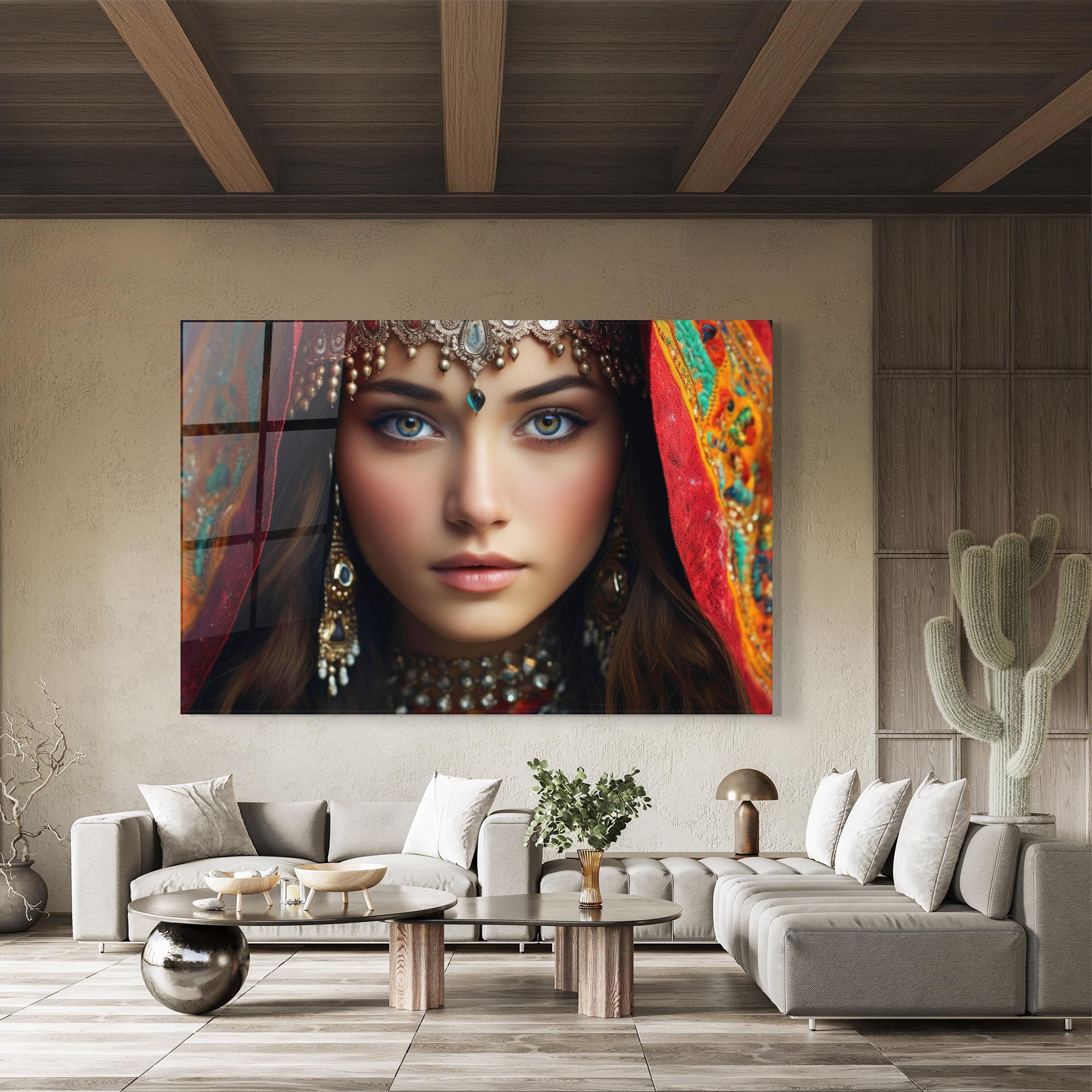 Tablou Sticla Blue Green Culture Eye mockup 8