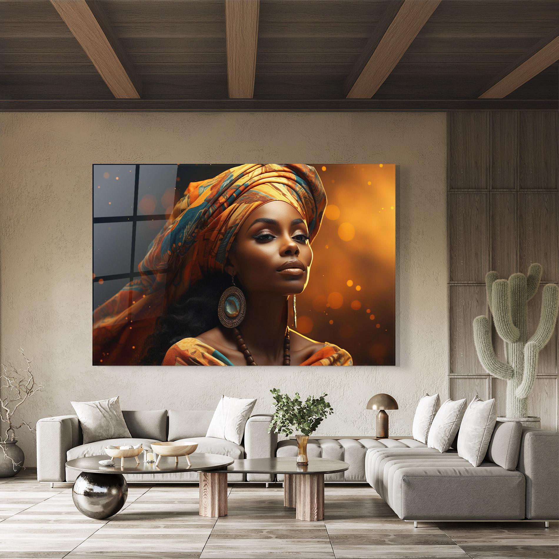 Tablou Sticla Fashion African Portrait mockup 8