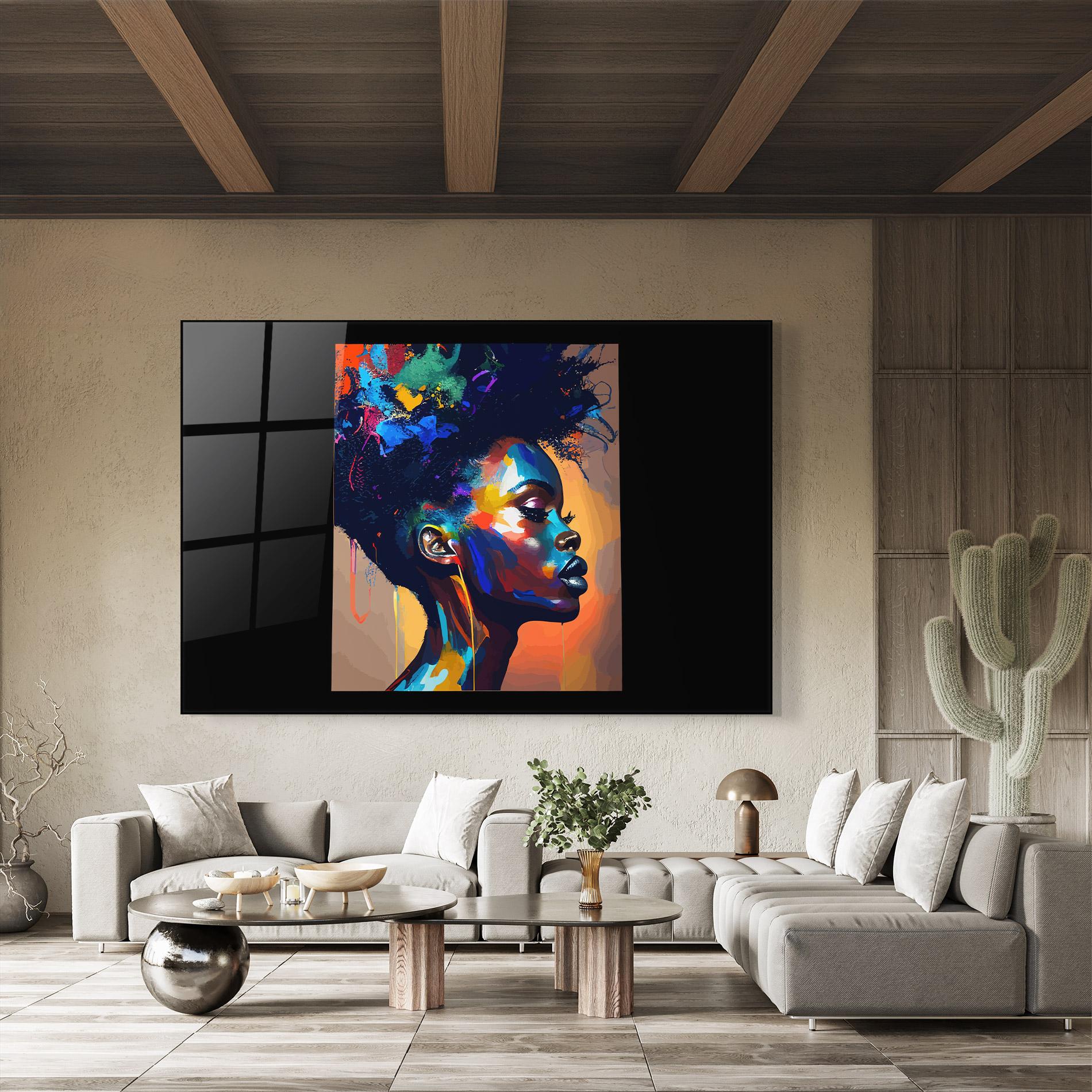 Tablou Sticla Woman Art Splash mockup 8