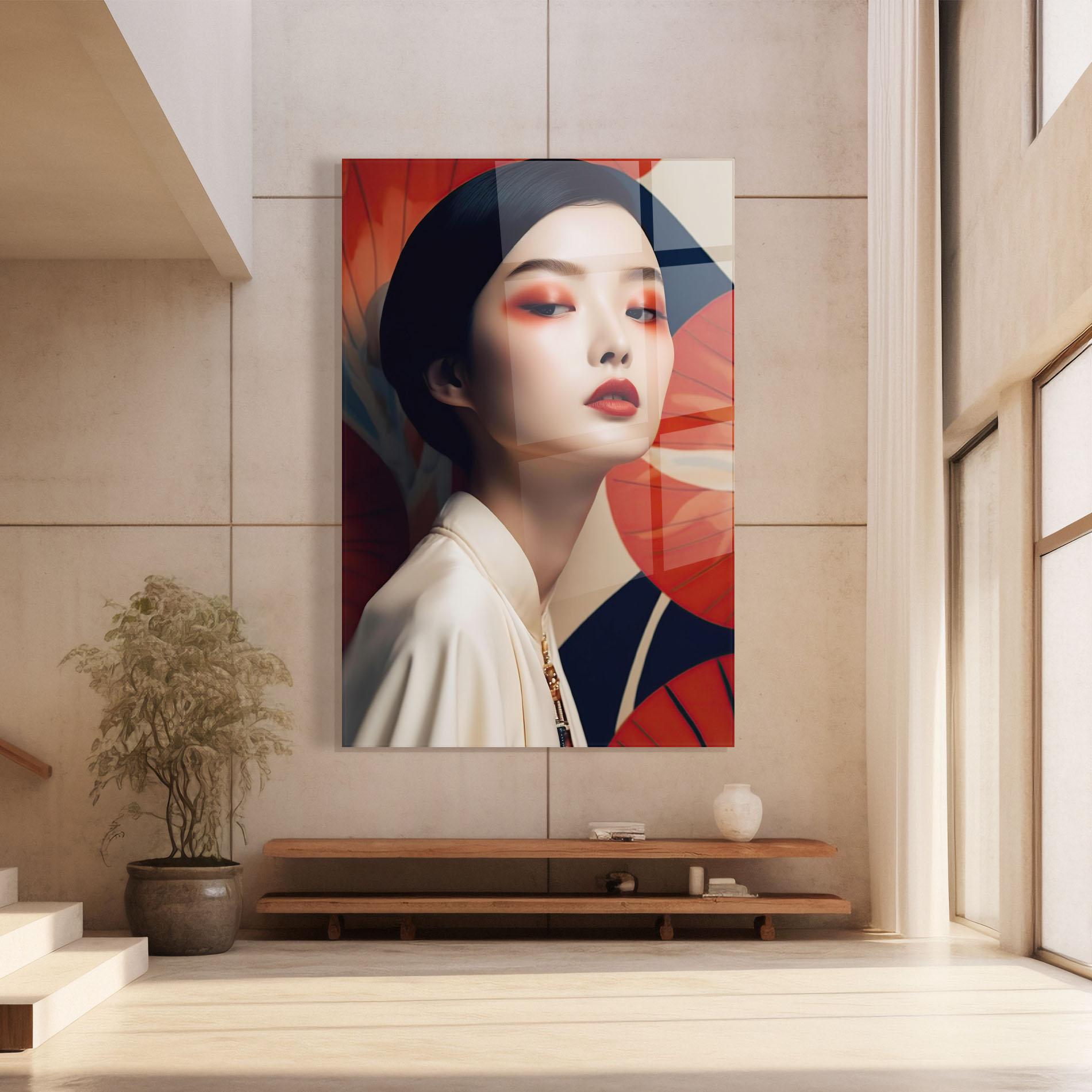 Tablou Sticla Asiatic Red Lips mockup 8