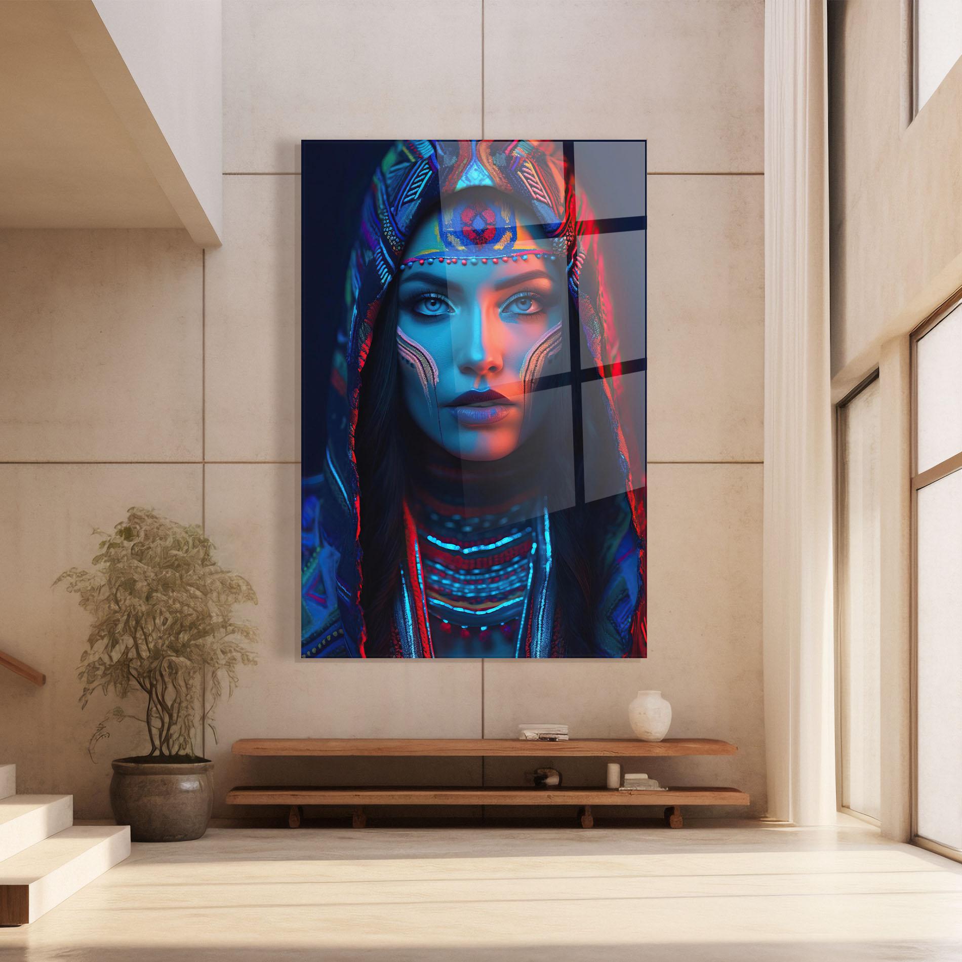 Tablou Sticla Blue Red Light Hood mockup 8