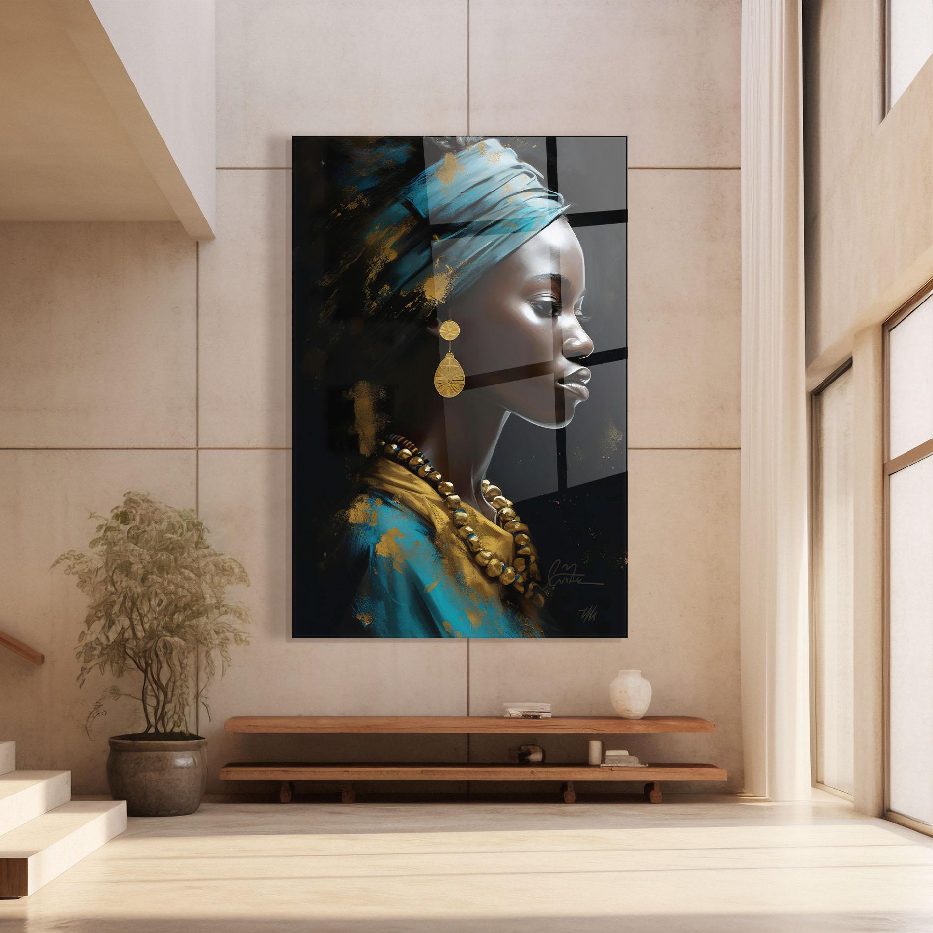 Tablou Sticla Blue Turban mockup 8