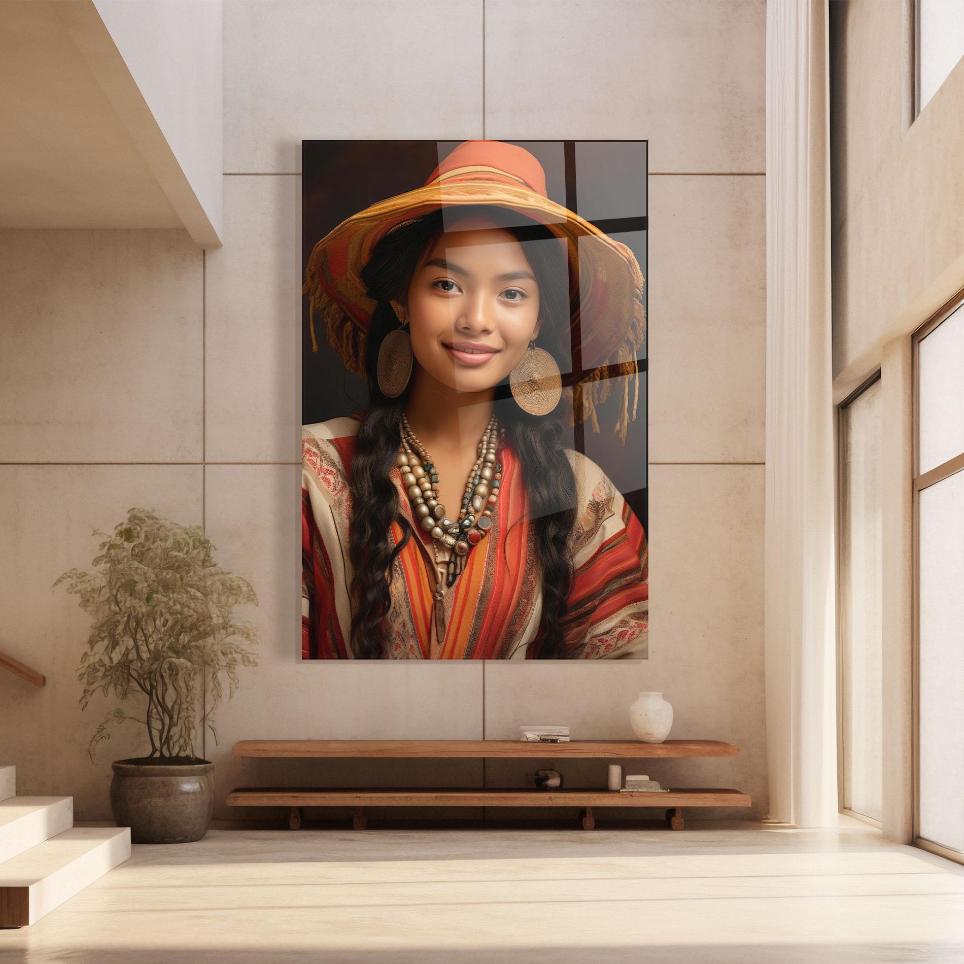 Tablou Sticla Colorful Earrings And Hat mockup 8