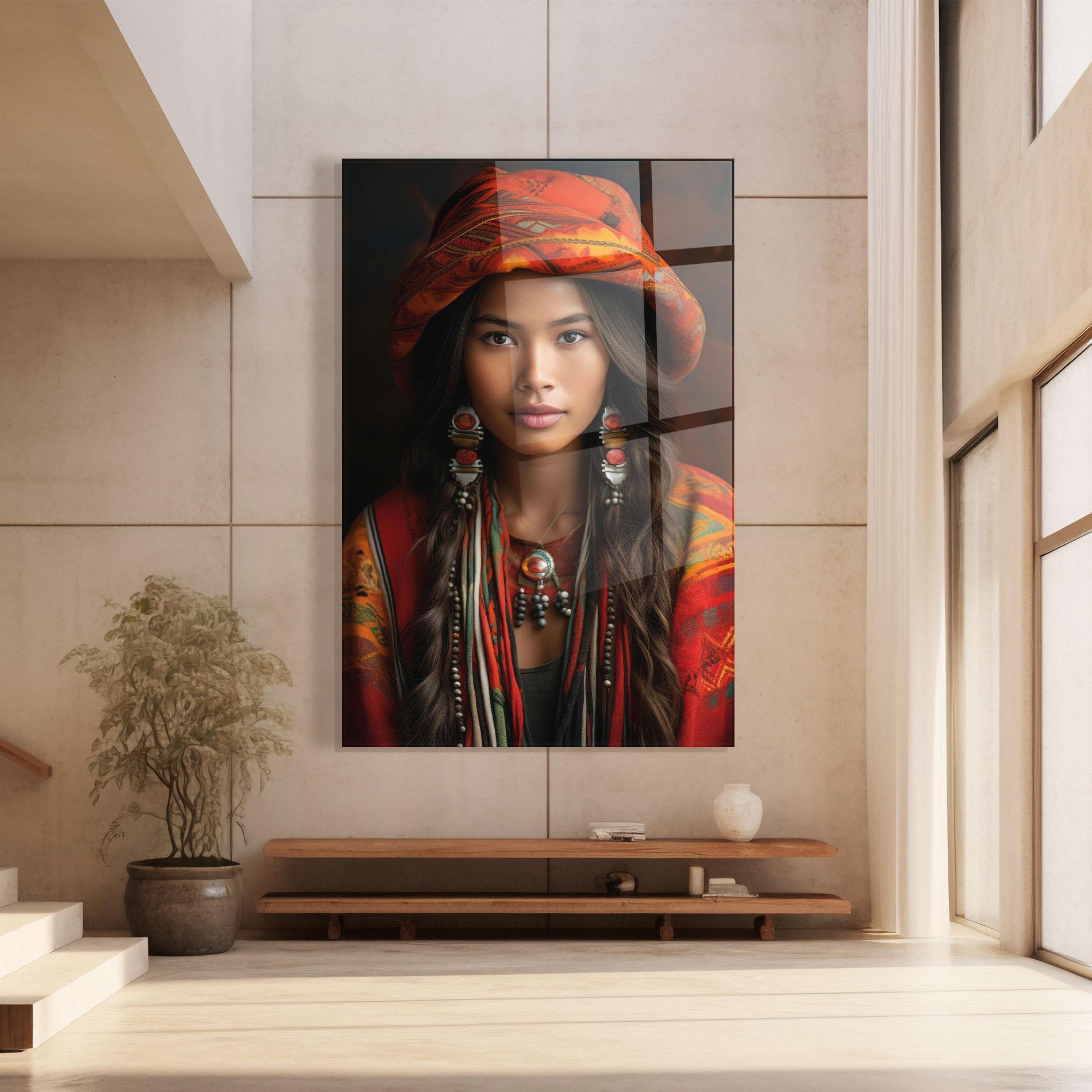 Tablou Sticla Colorful Hat And Earrings mockup 8