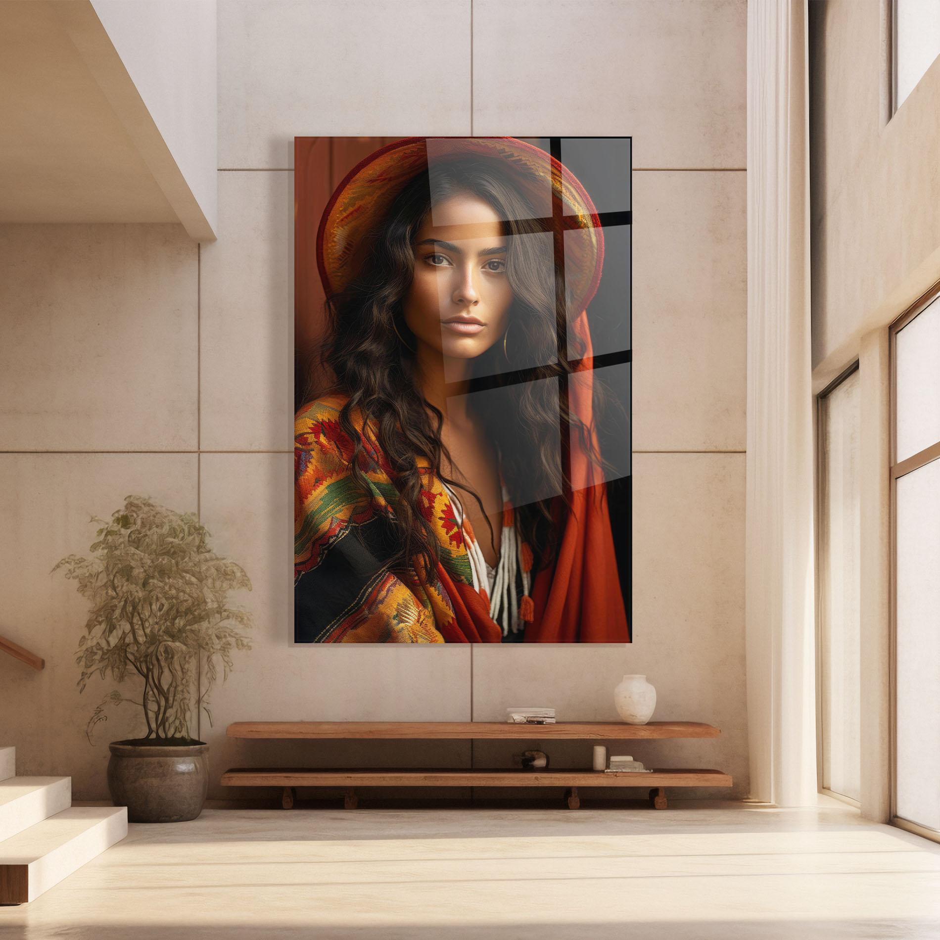 Tablou Sticla Colorful Hat And Scarf mockup 8