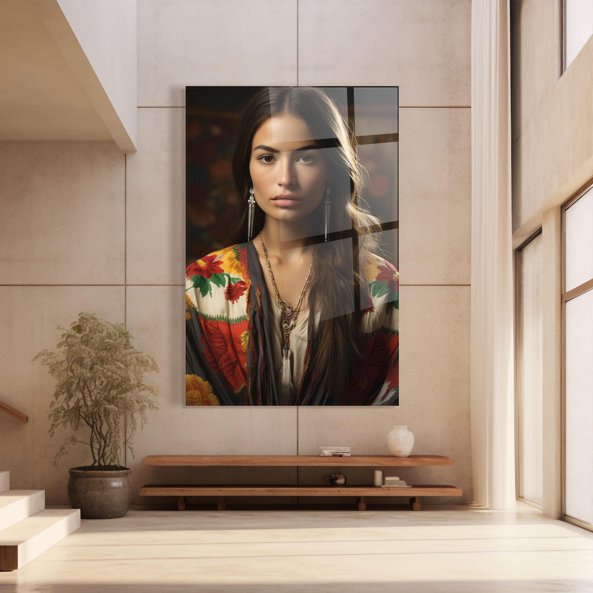 Tablou Sticla Colorful Shawl mockup 8