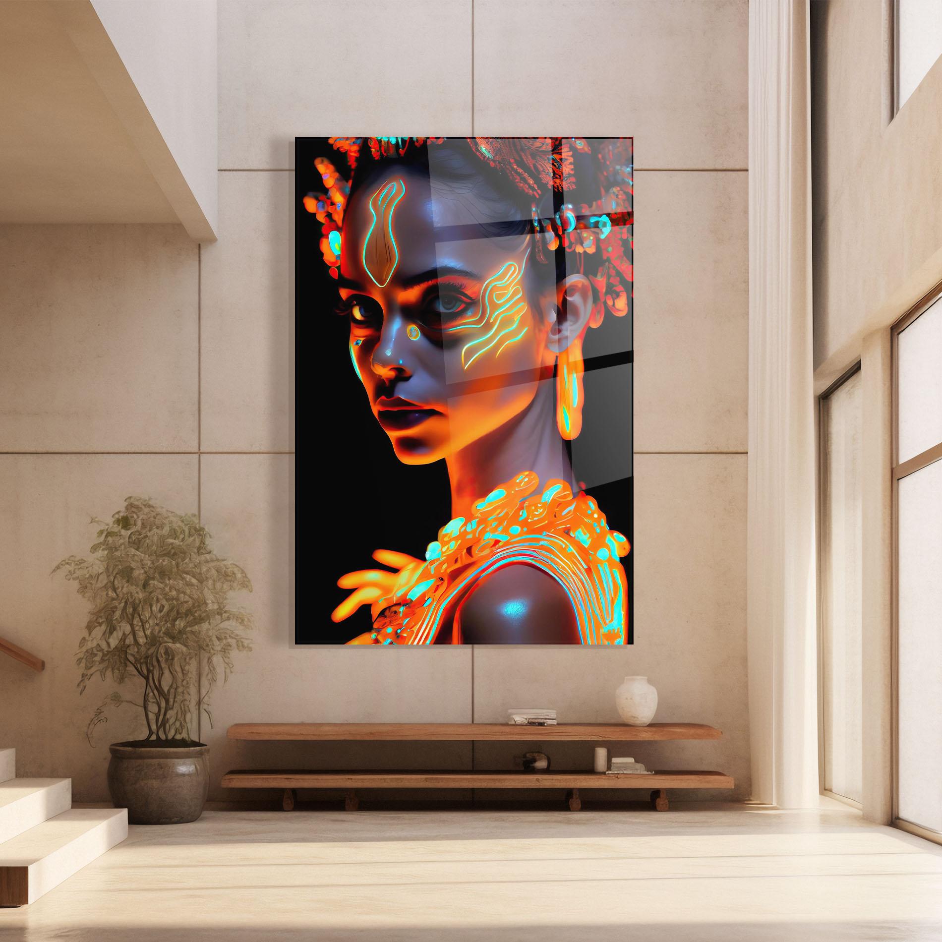 Tablou Sticla Glowing Face Paint mockup 8