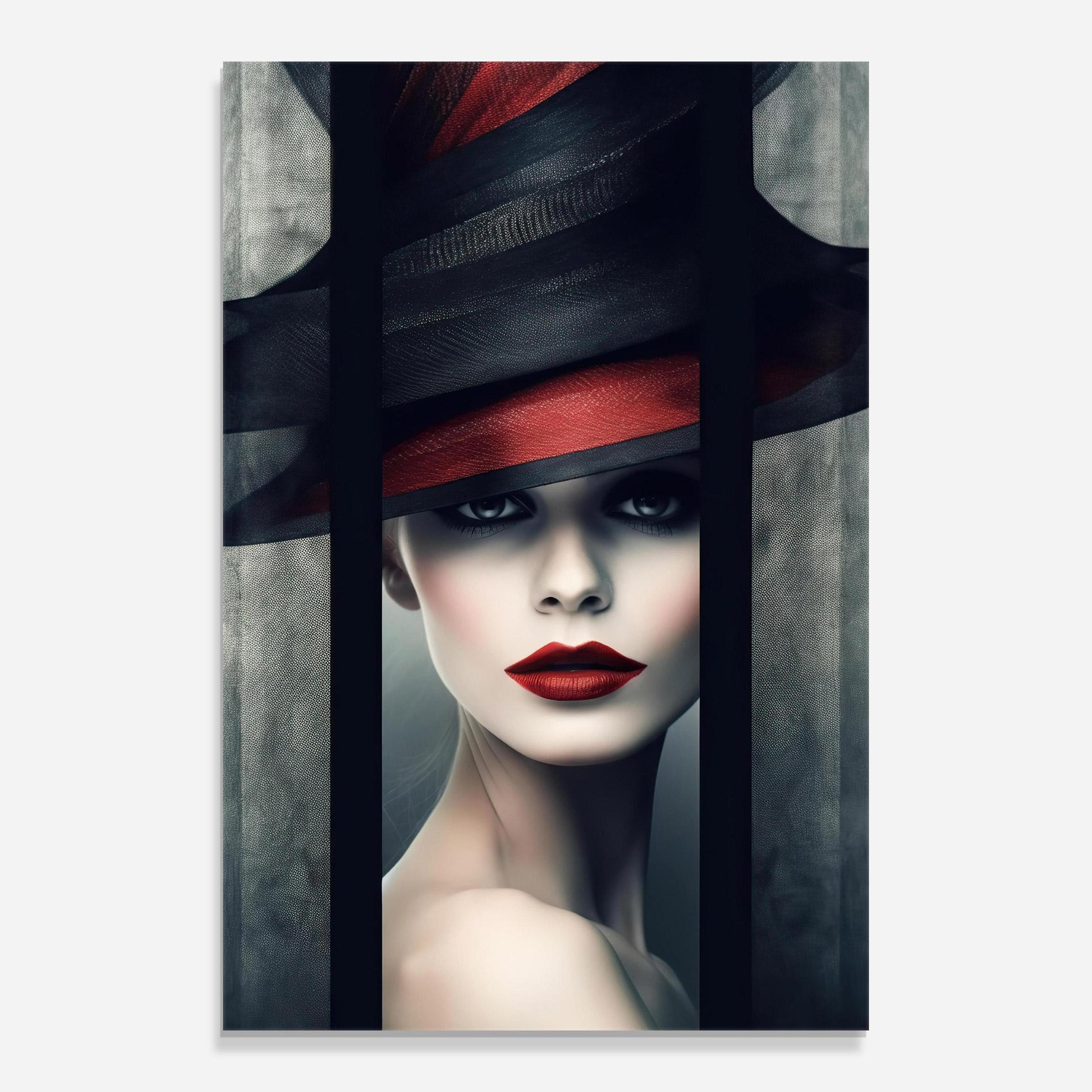 Tablou Sticla Big Red Black Hat mockup 0