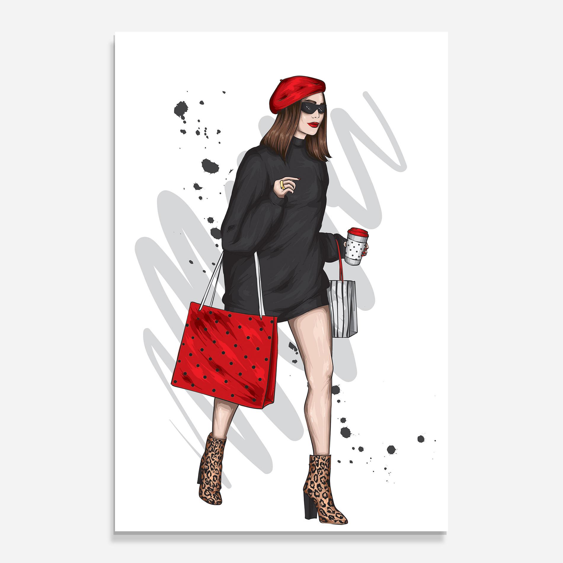 Tablou Sticla Black Red Outfit mockup 0