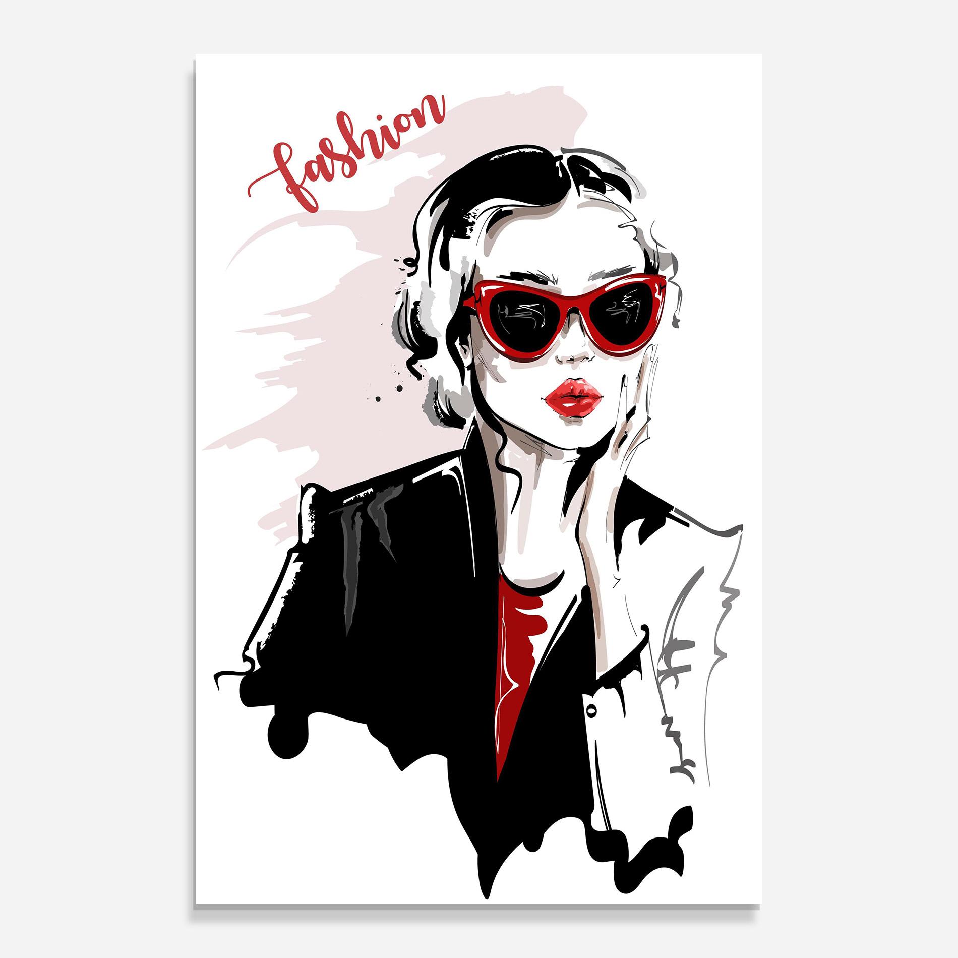 Tablou Sticla Fashion Red Glasses mockup 0