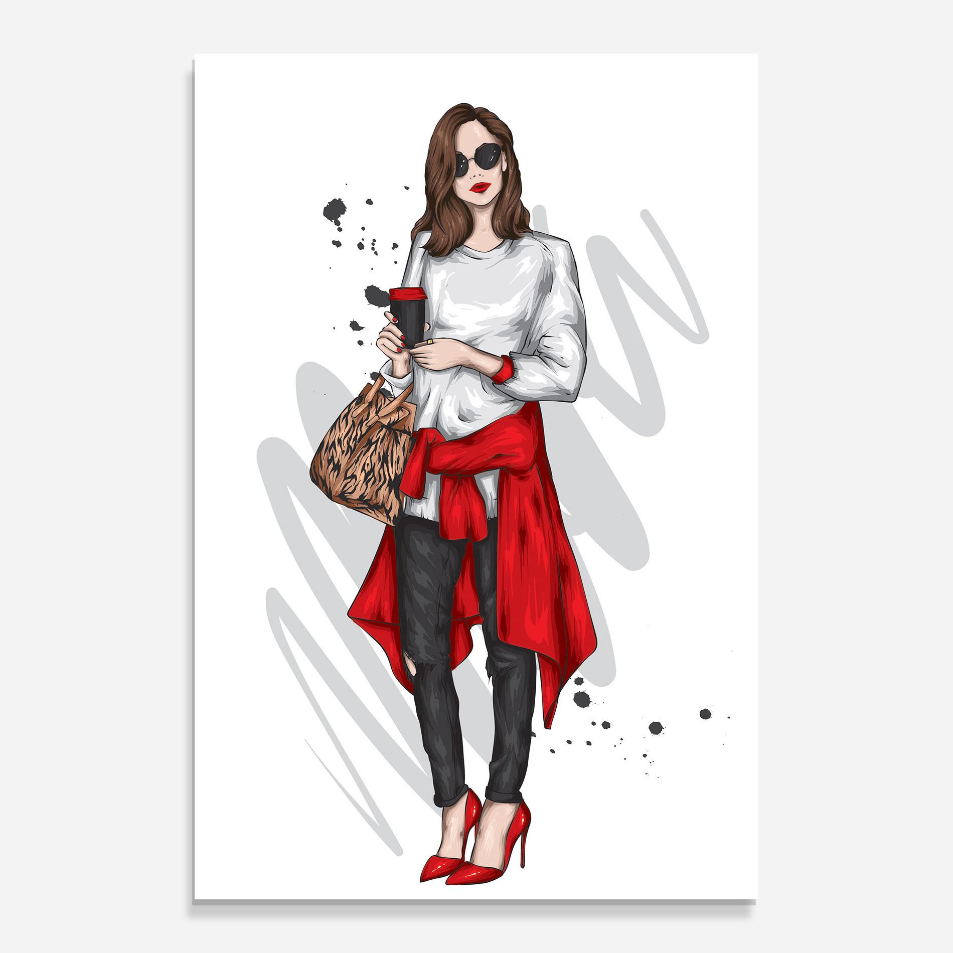 Tablou Sticla White Blouse Woman mockup 0