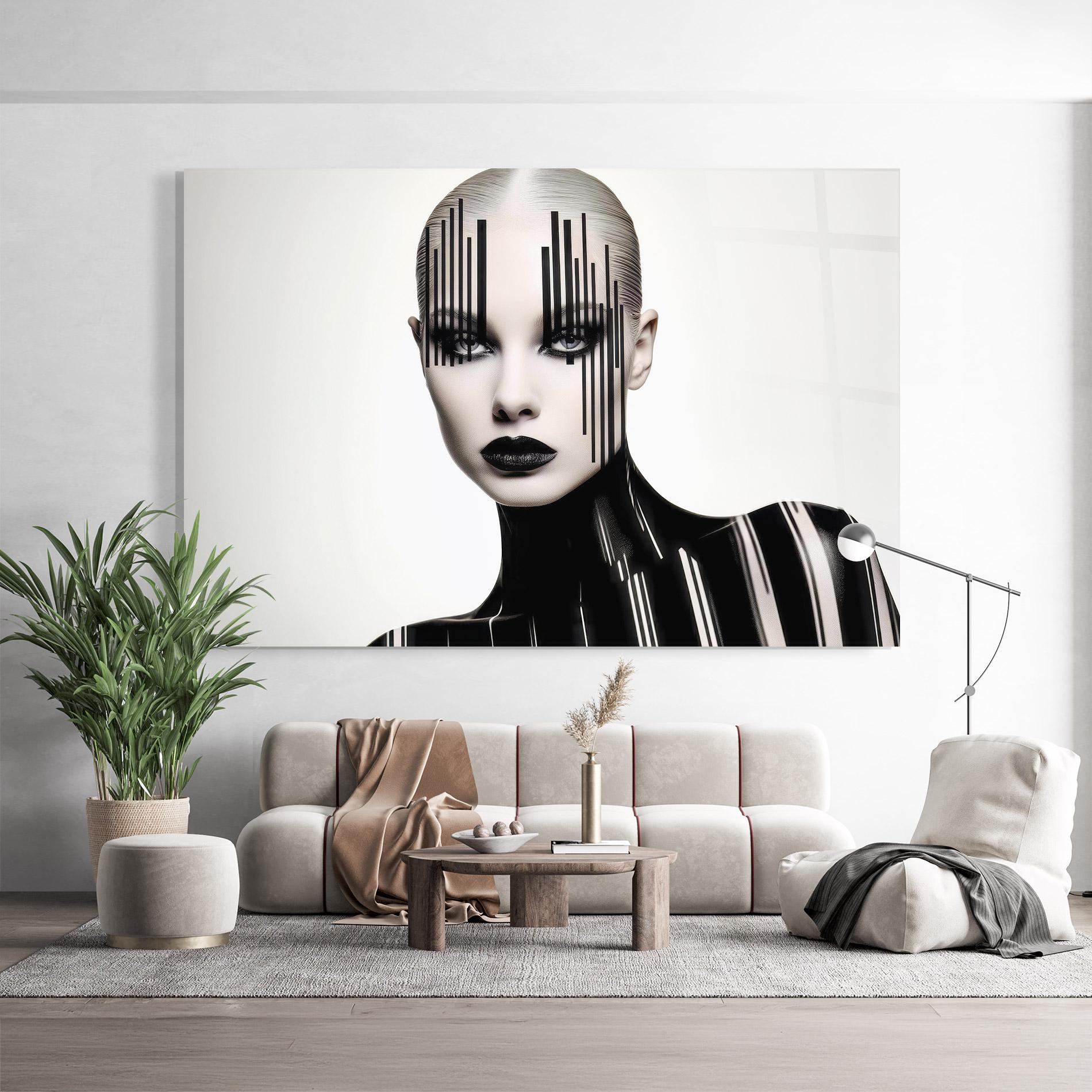 Tablou Sticla Black Lips And Outfit mockup 9