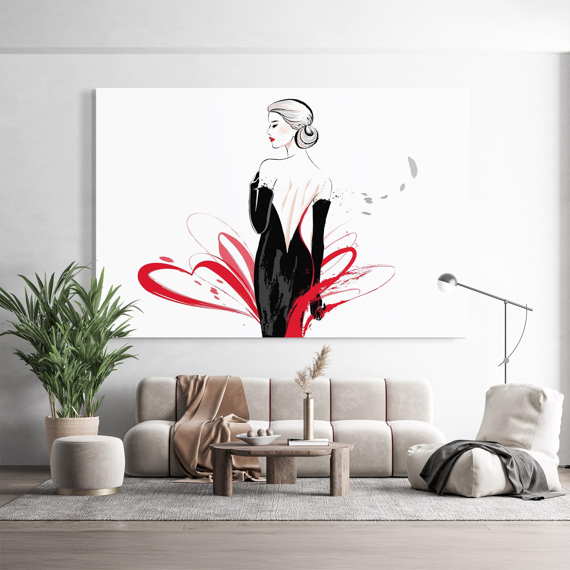 Tablou Sticla Black Red Dress mockup 9