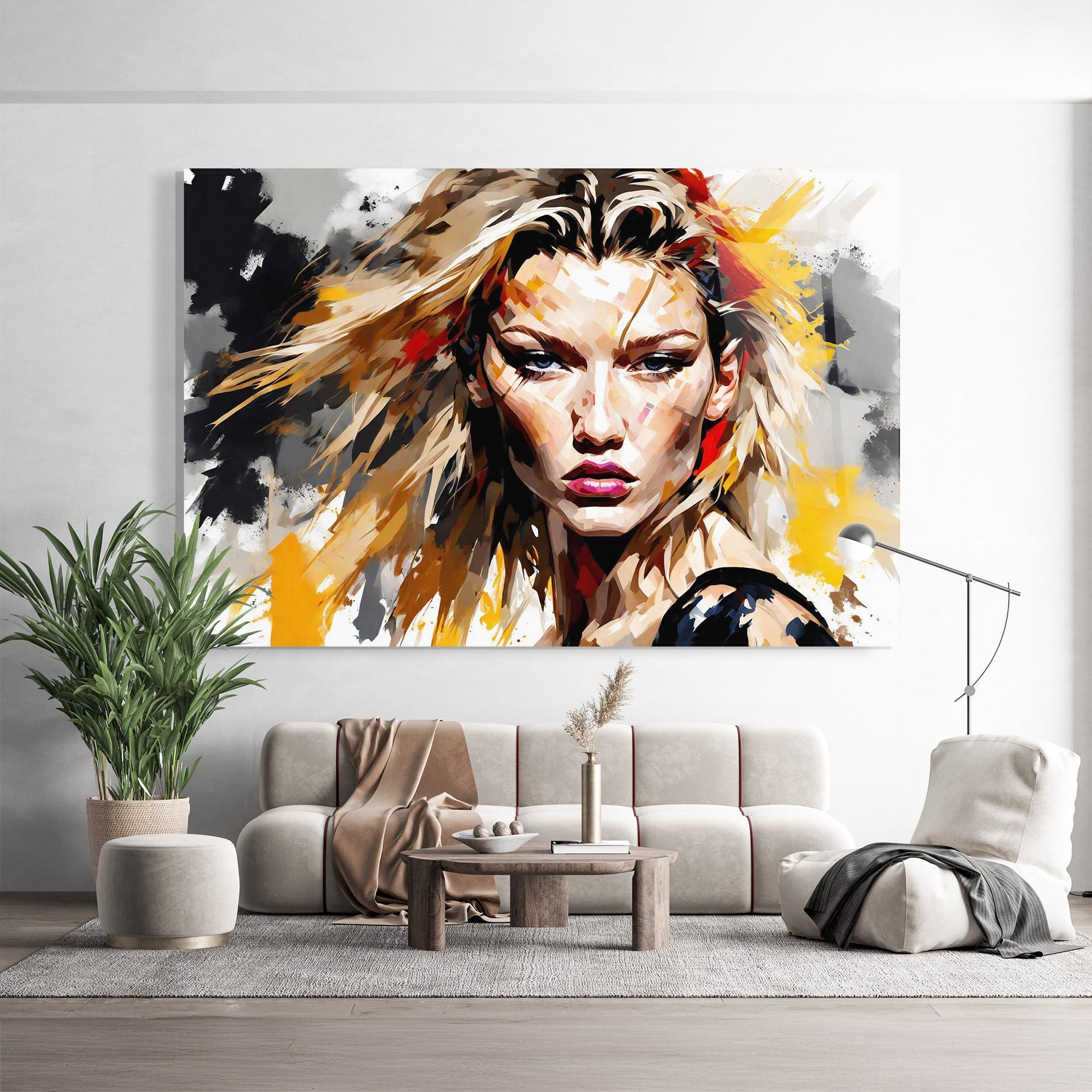 Tablou Sticla Blond Hair Splash mockup 9