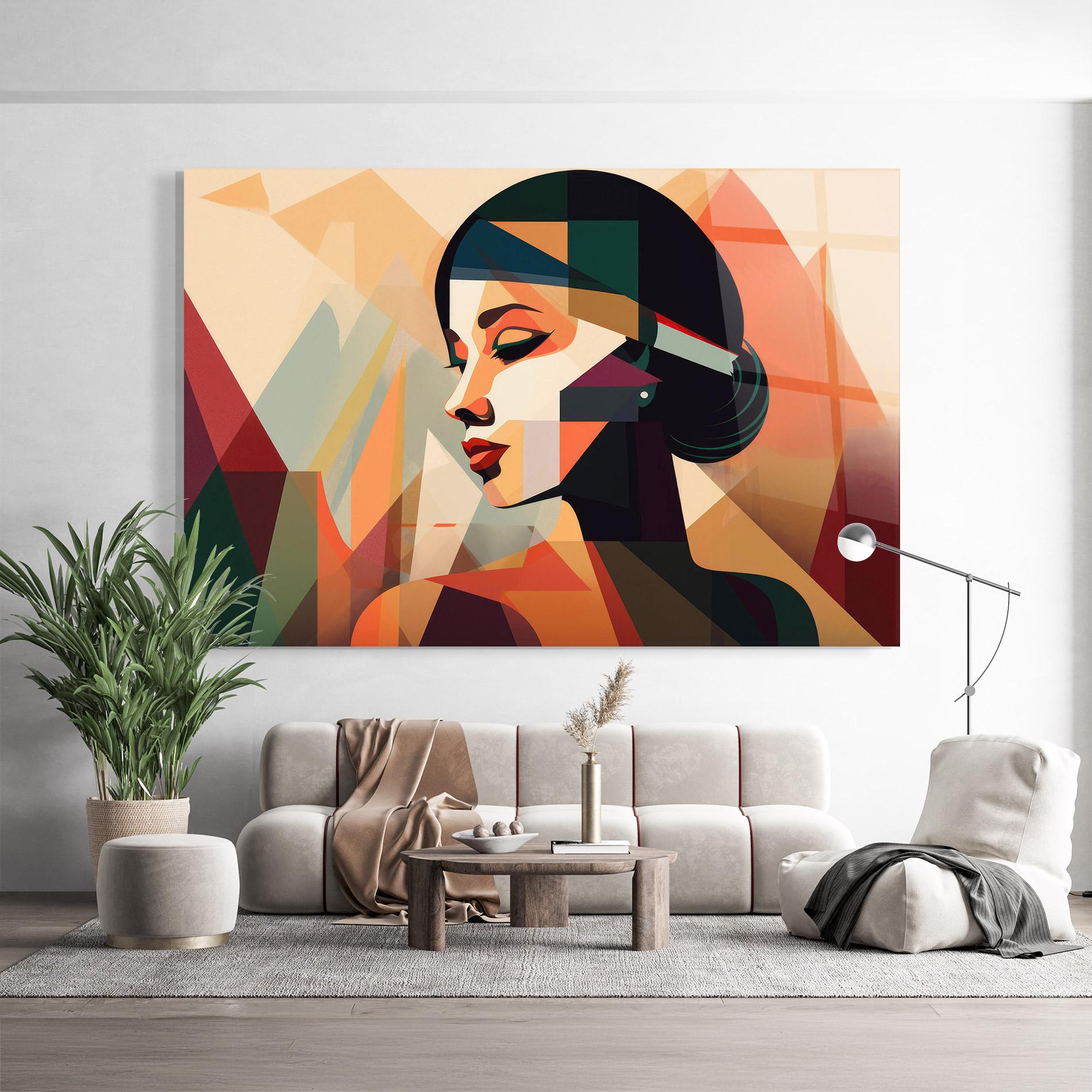 Tablou Sticla Bold Shapes Lines mockup 9