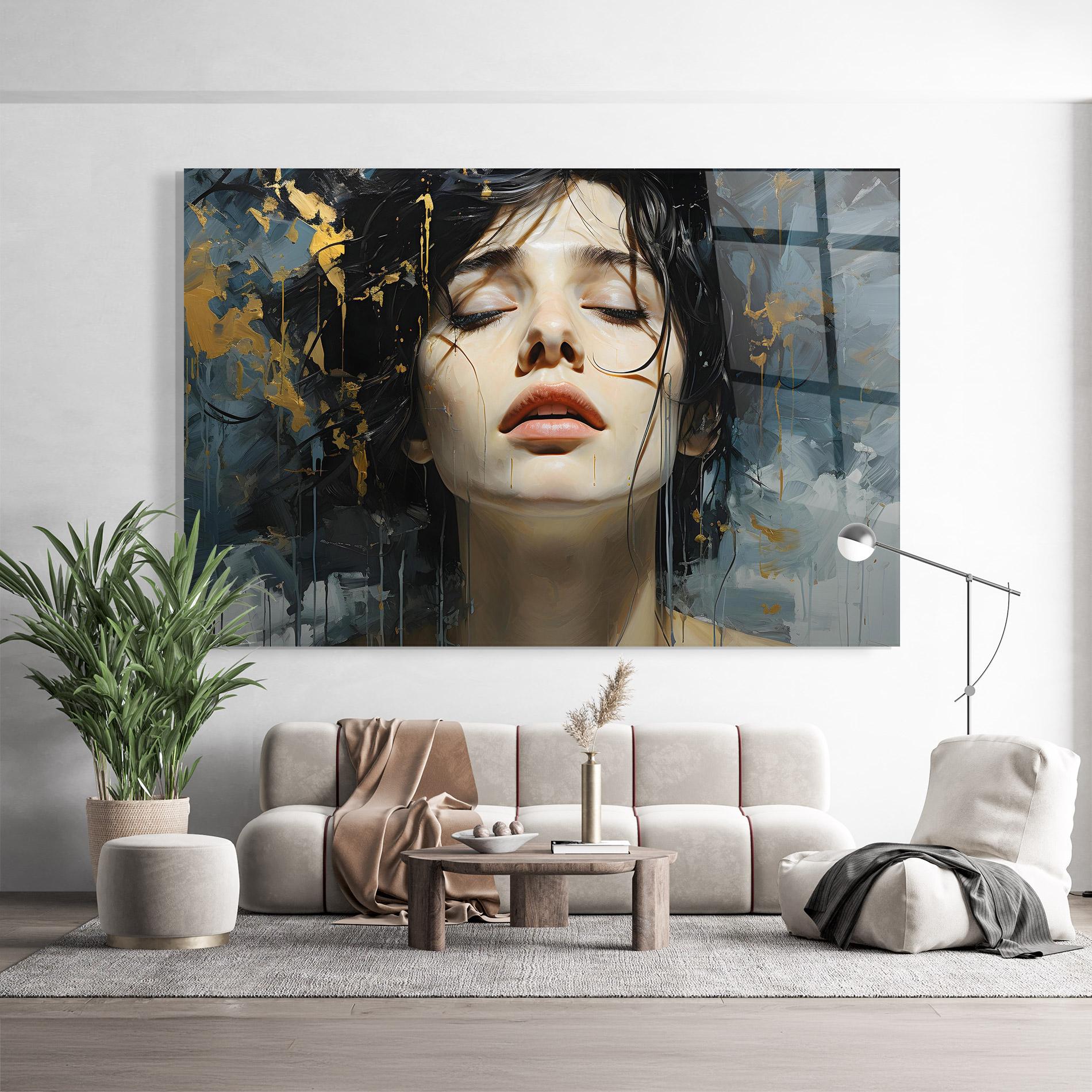 Tablou Sticla Close Up Closed Eyes mockup 9