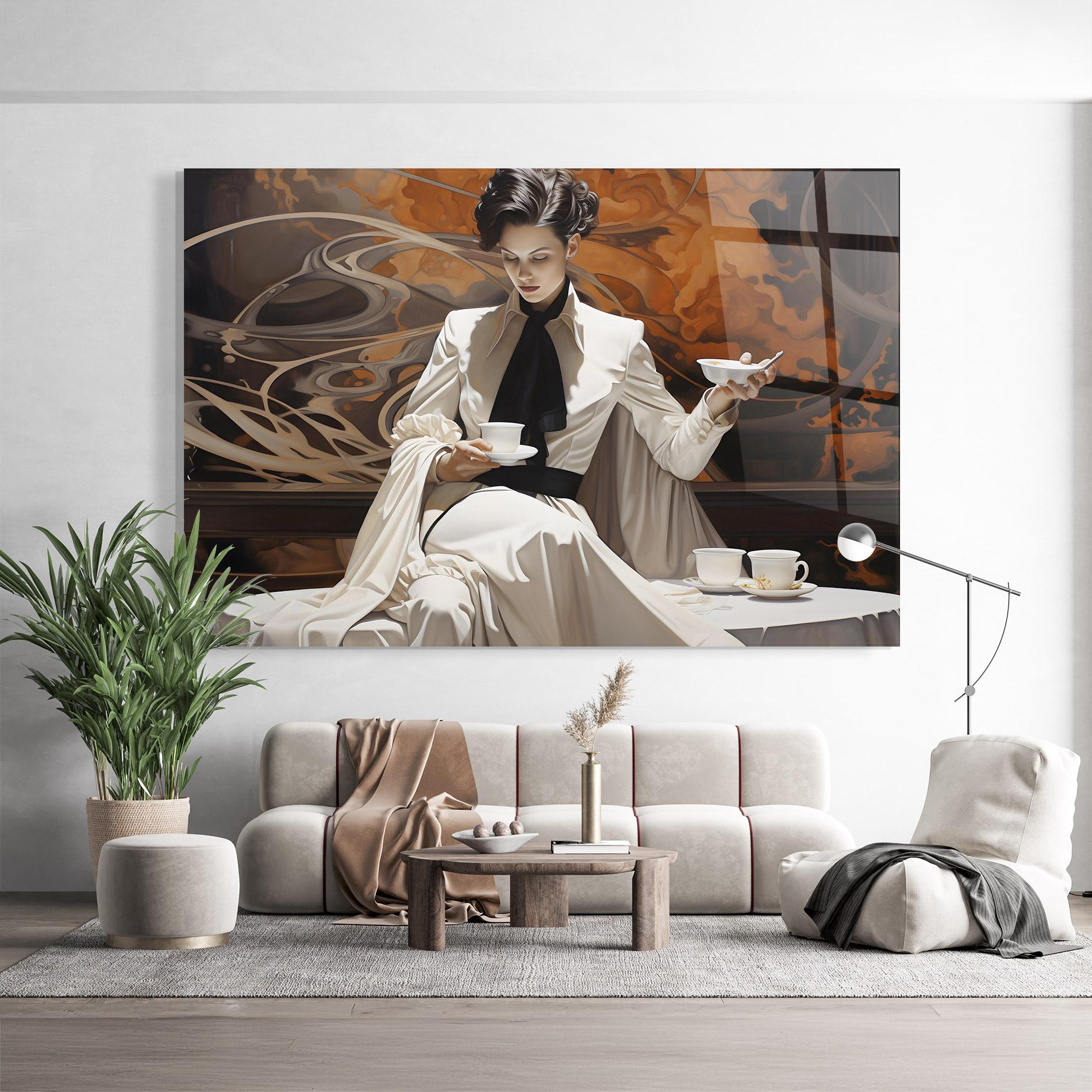 Tablou Sticla Coffee Woman mockup 9