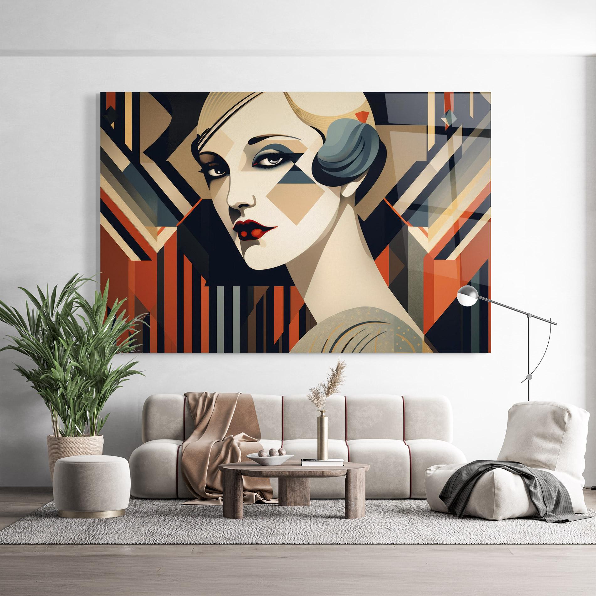 Tablou Sticla Elegant Portrait Woman mockup 9