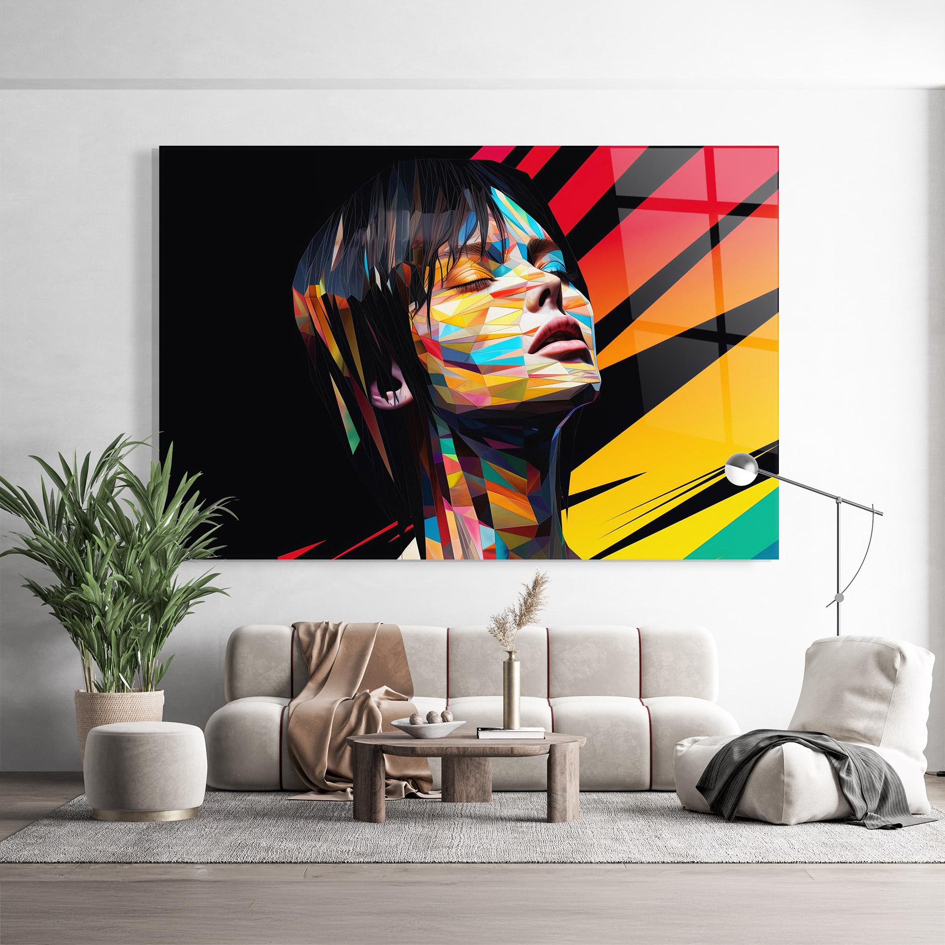 Tablou Sticla Glitchy Woman mockup 9