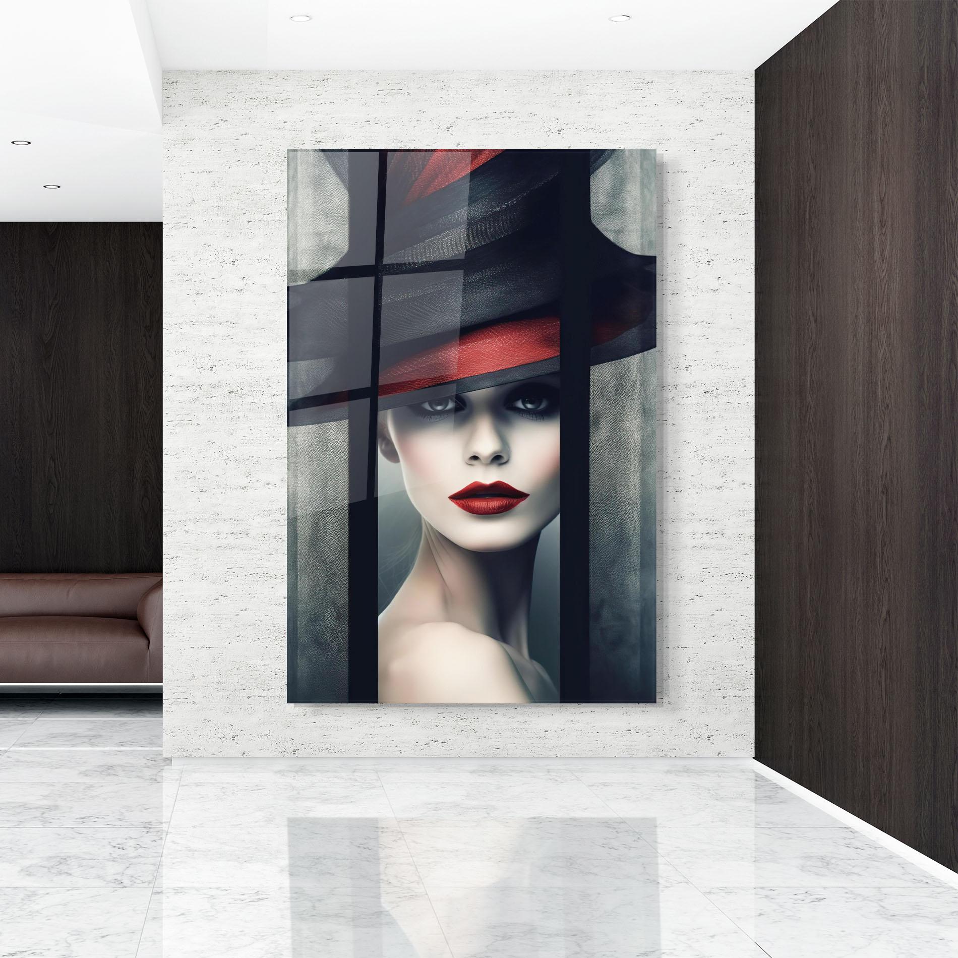 Tablou Sticla Big Red Black Hat mockup 9