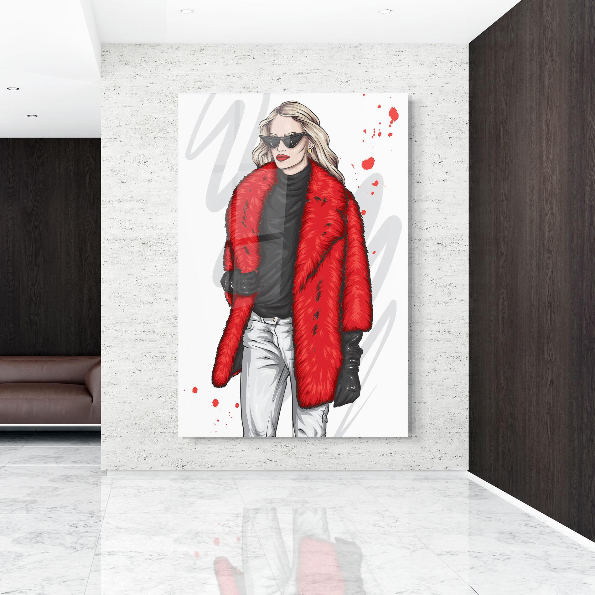 Tablou Sticla Black Blouse Woman mockup 9