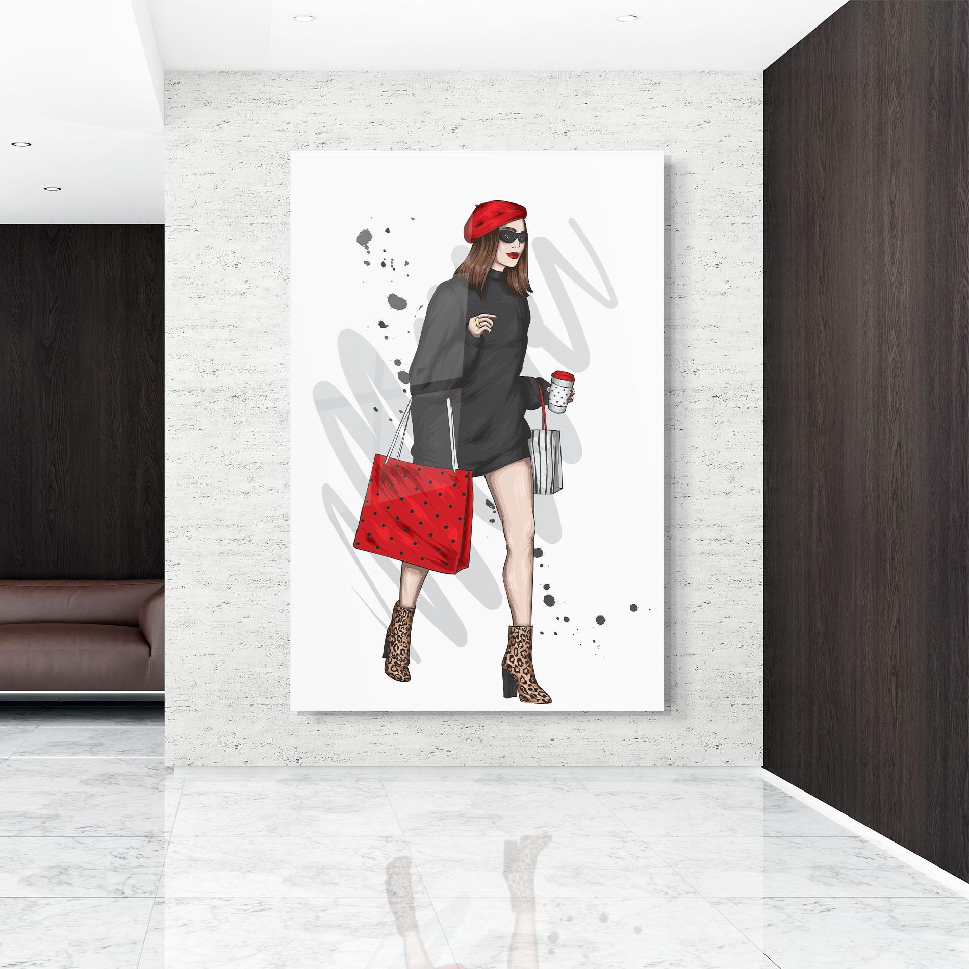 Tablou Sticla Black Red Outfit mockup 9