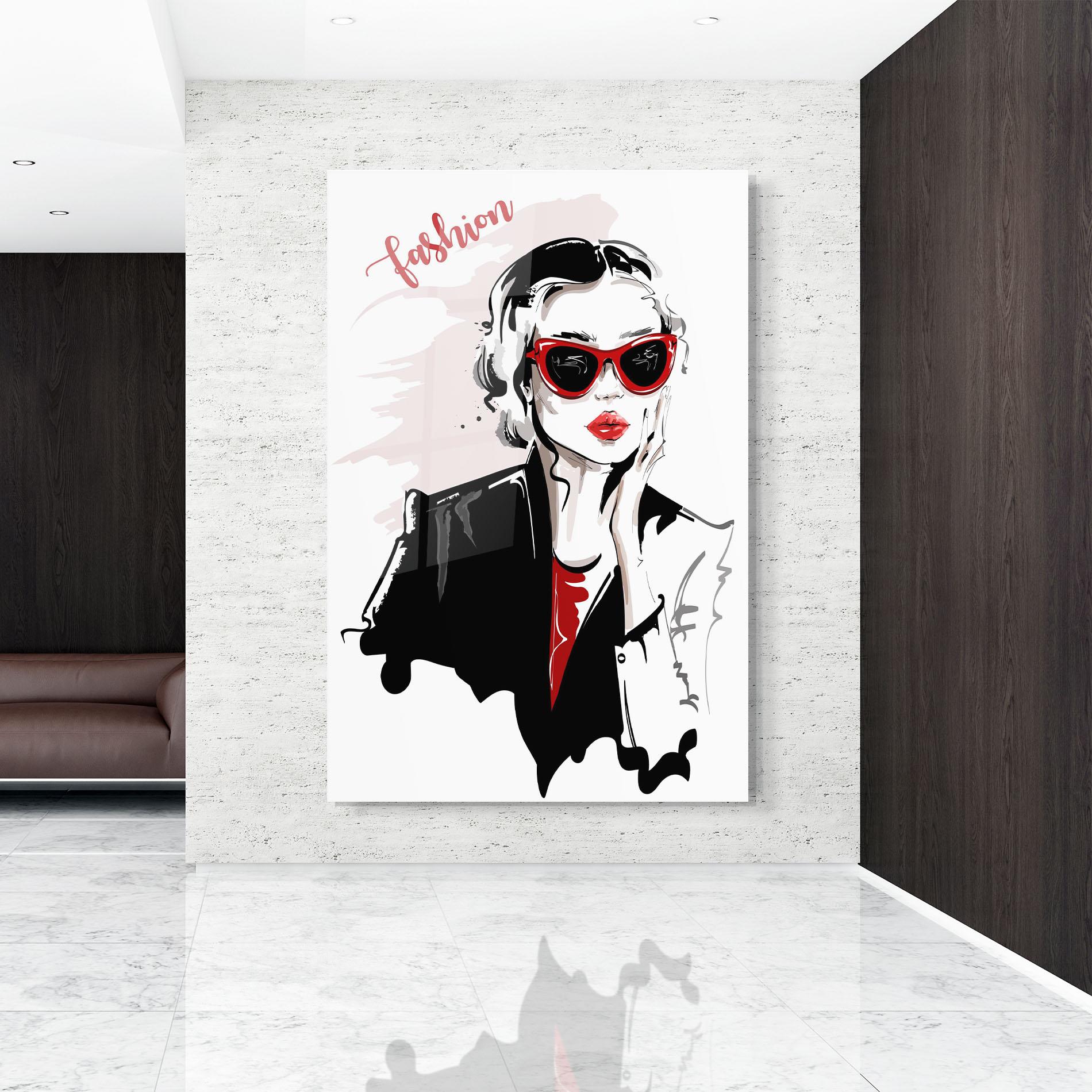 Tablou Sticla Fashion Red Glasses mockup 9