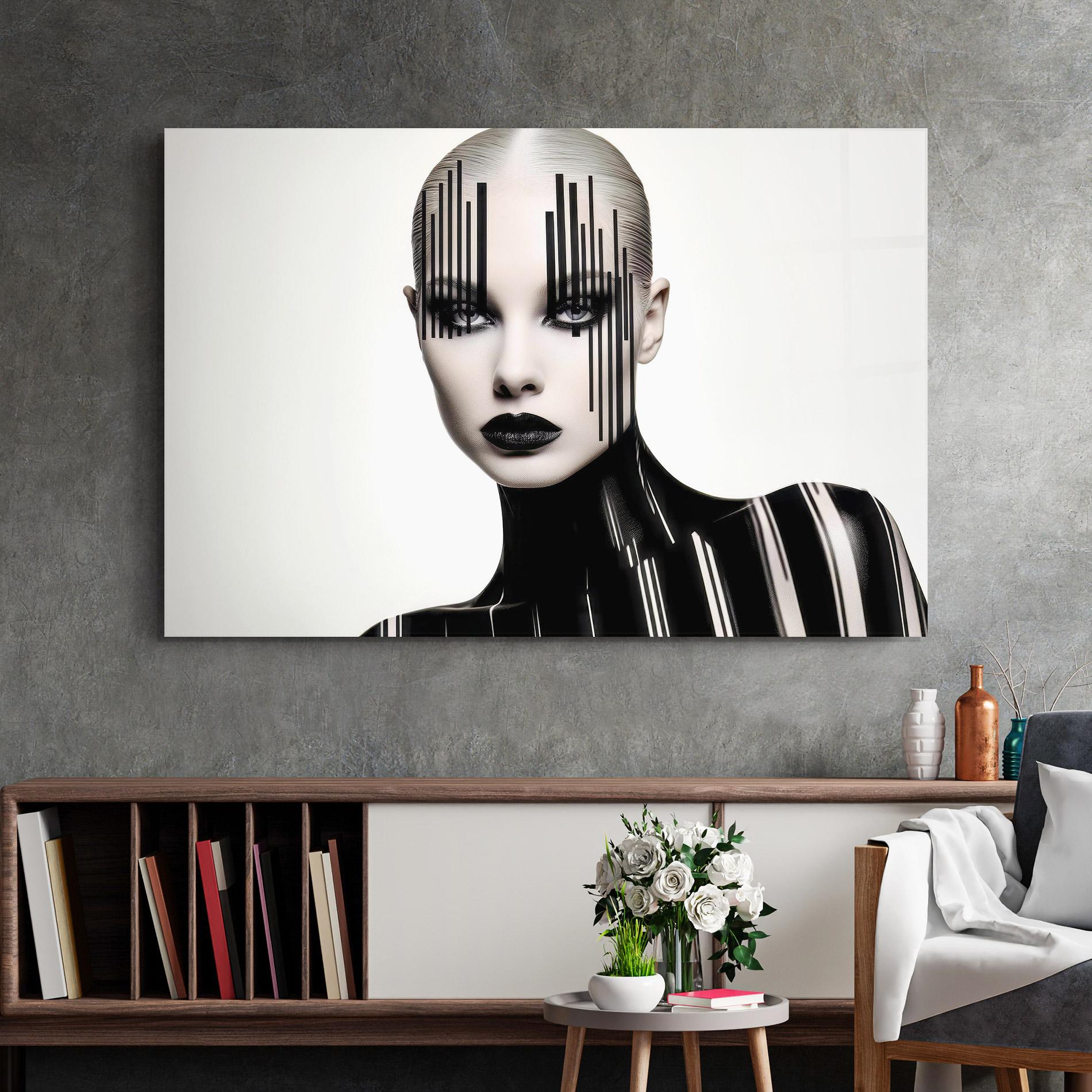 Tablou Sticla Black Lips And Outfit mockup 2