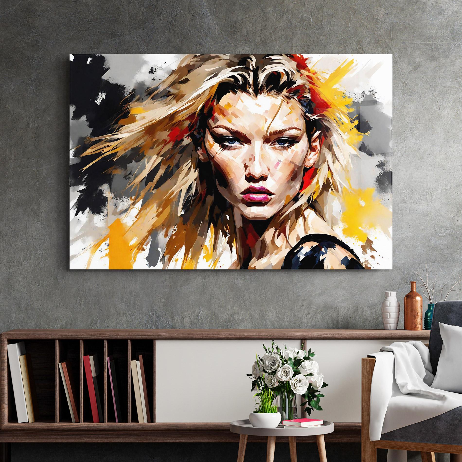 Tablou Sticla Blond Hair Splash mockup 2