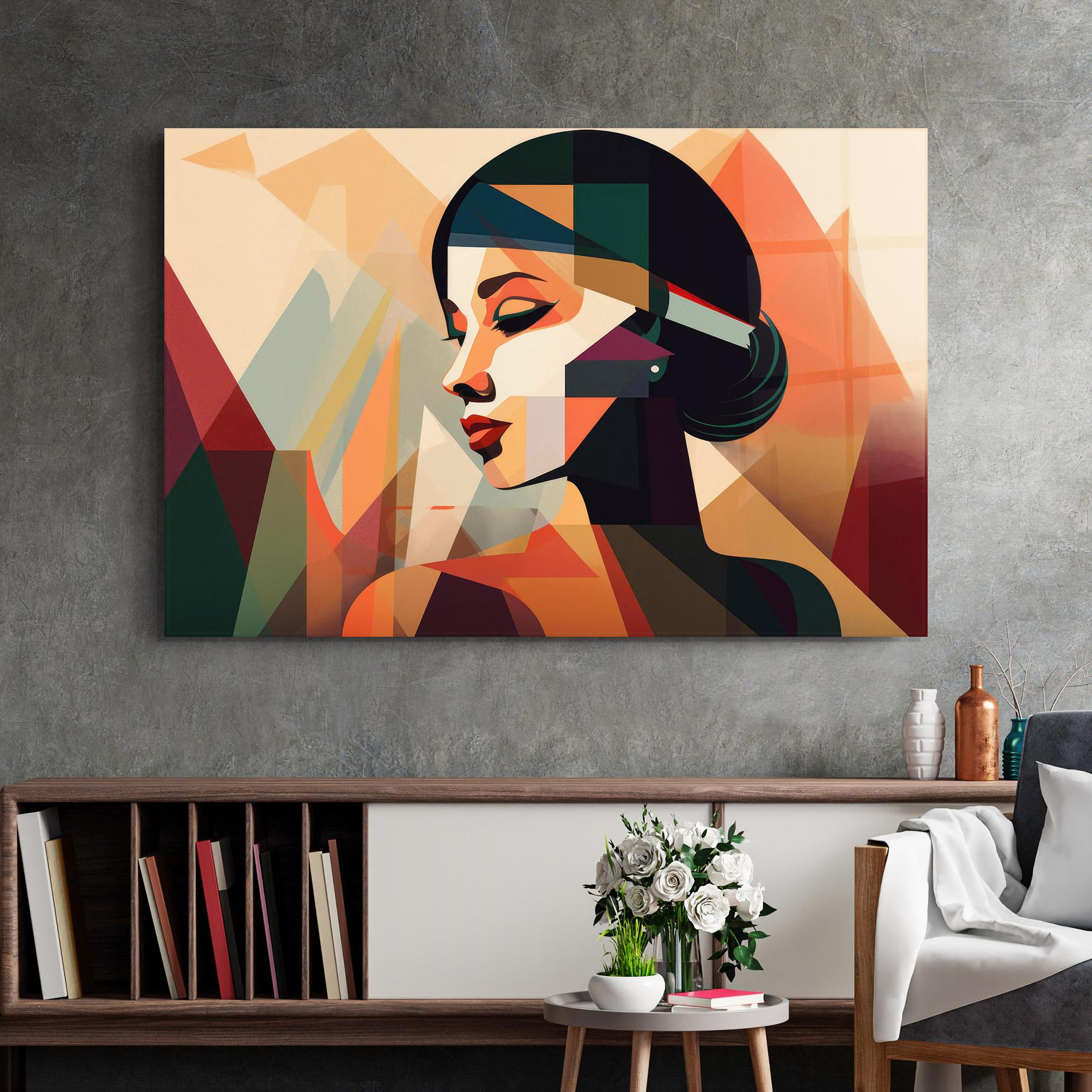 Tablou Sticla Bold Shapes Lines mockup 2