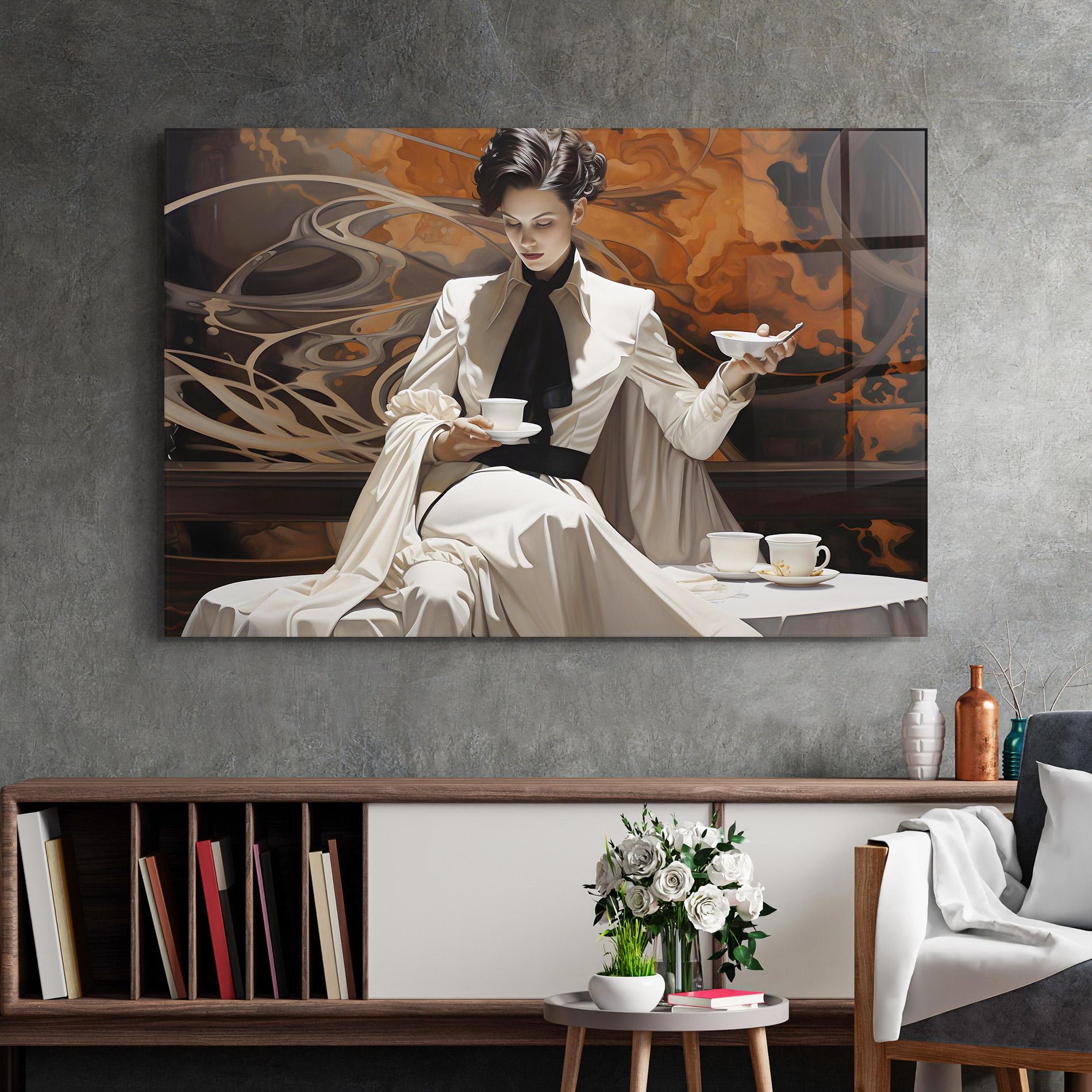 Tablou Sticla Coffee Woman mockup 2