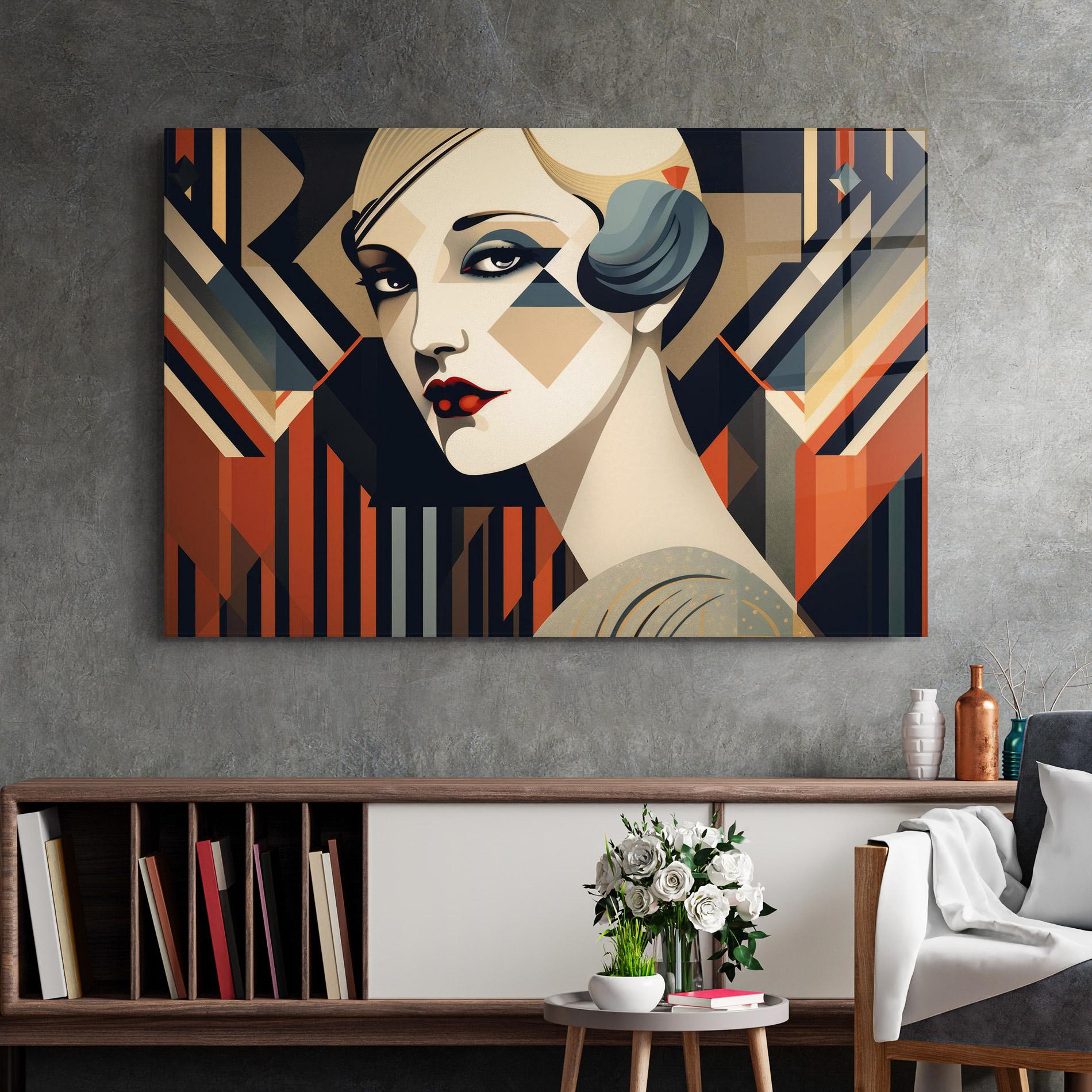 Tablou Sticla Elegant Portrait Woman mockup 2