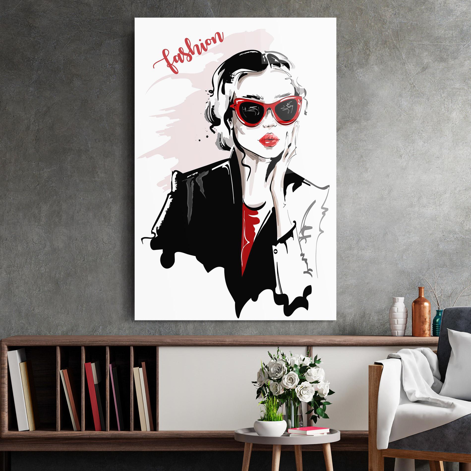 Tablou Sticla Fashion Red Glasses mockup 2