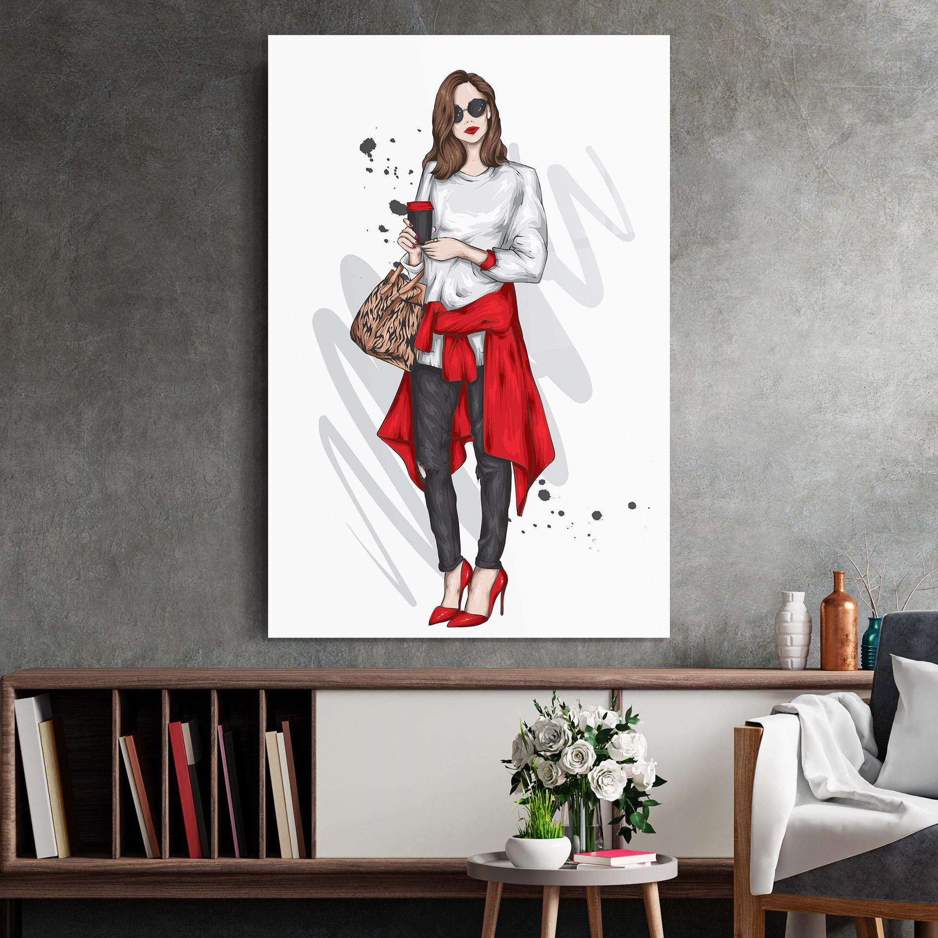 Tablou Sticla White Blouse Woman mockup 2