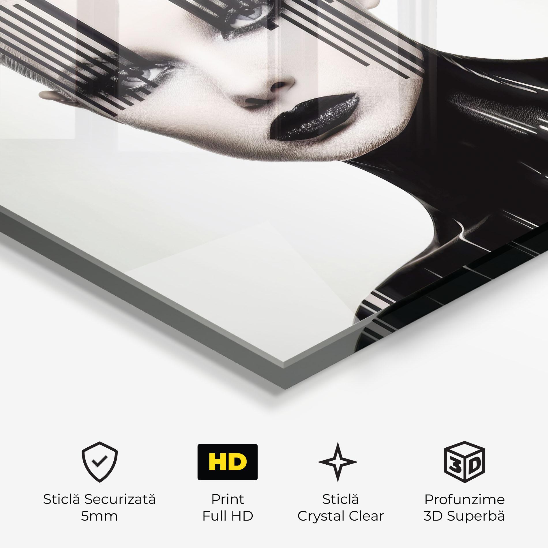 Tablou Sticla Black Lips And Outfit mockup 3