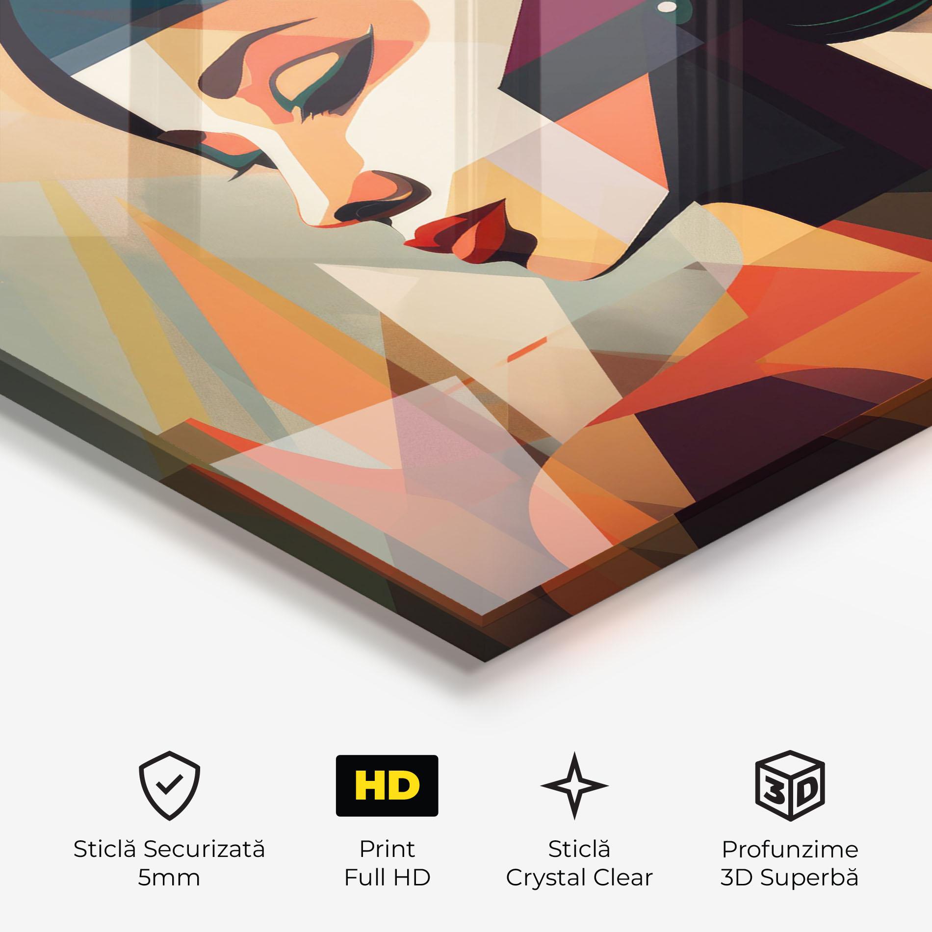 Tablou Sticla Bold Shapes Lines mockup 3