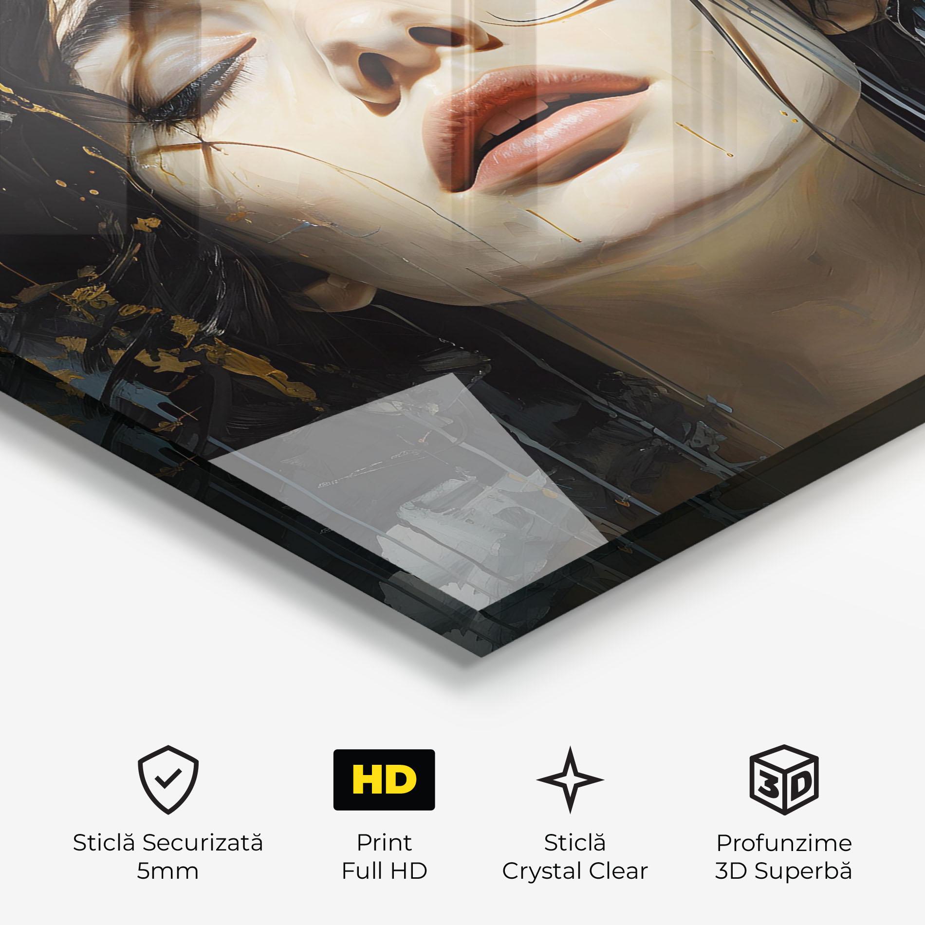 Tablou Sticla Close Up Closed Eyes mockup 3