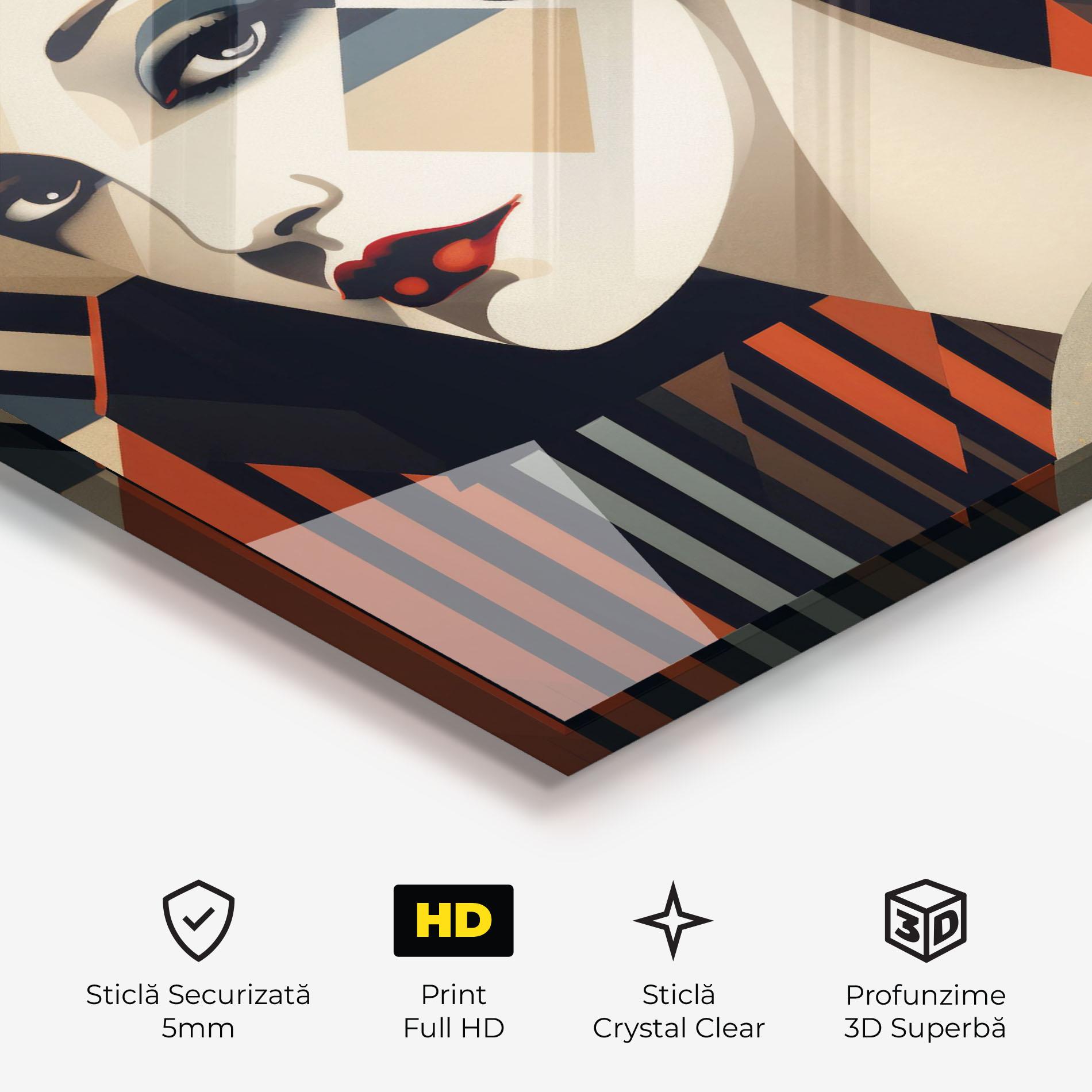 Tablou Sticla Elegant Portrait Woman mockup 3