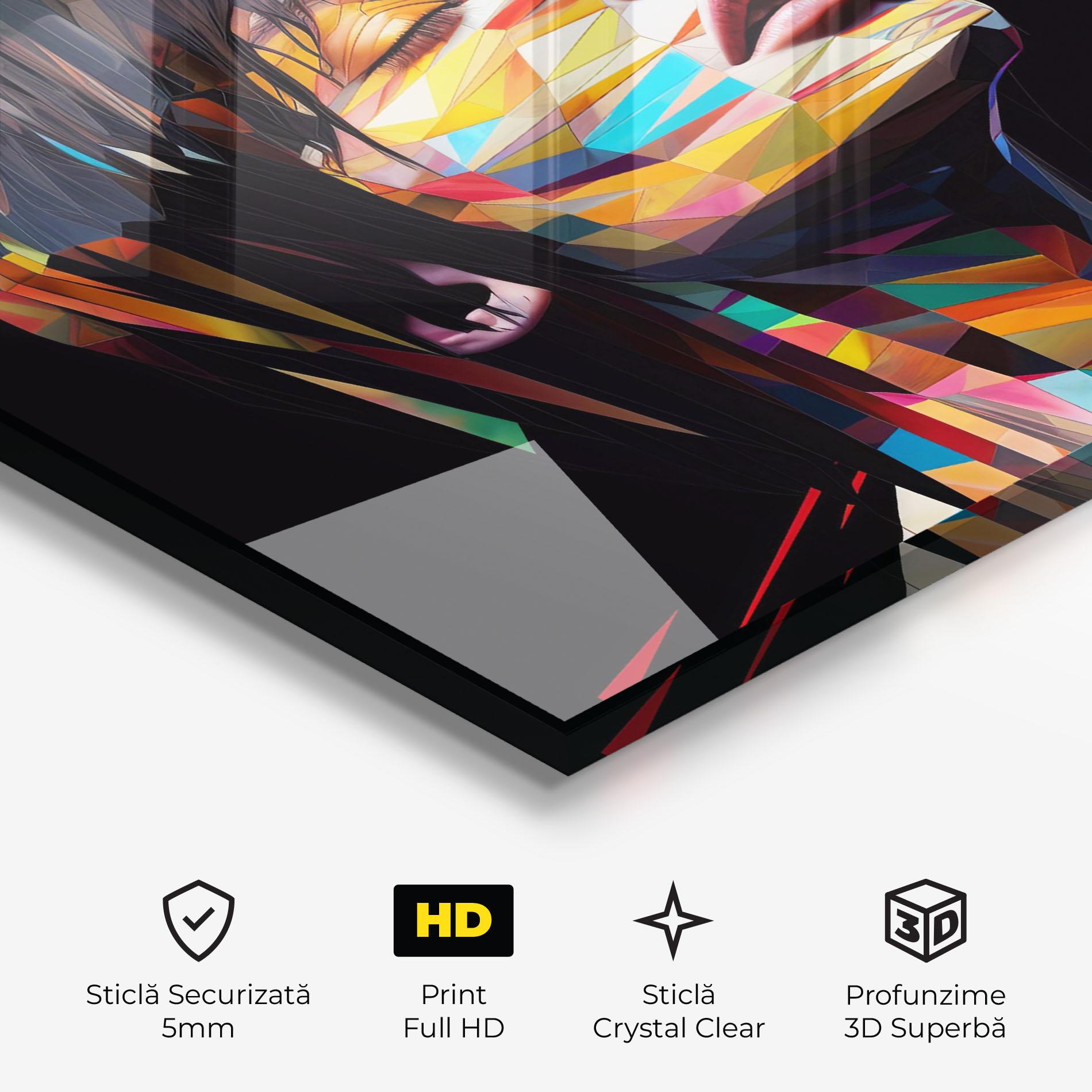 Tablou Sticla Glitchy Woman mockup 3