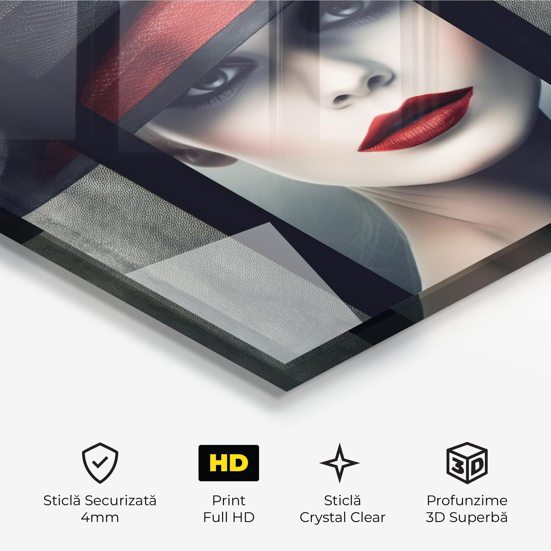 Tablou Sticla Big Red Black Hat mockup 3