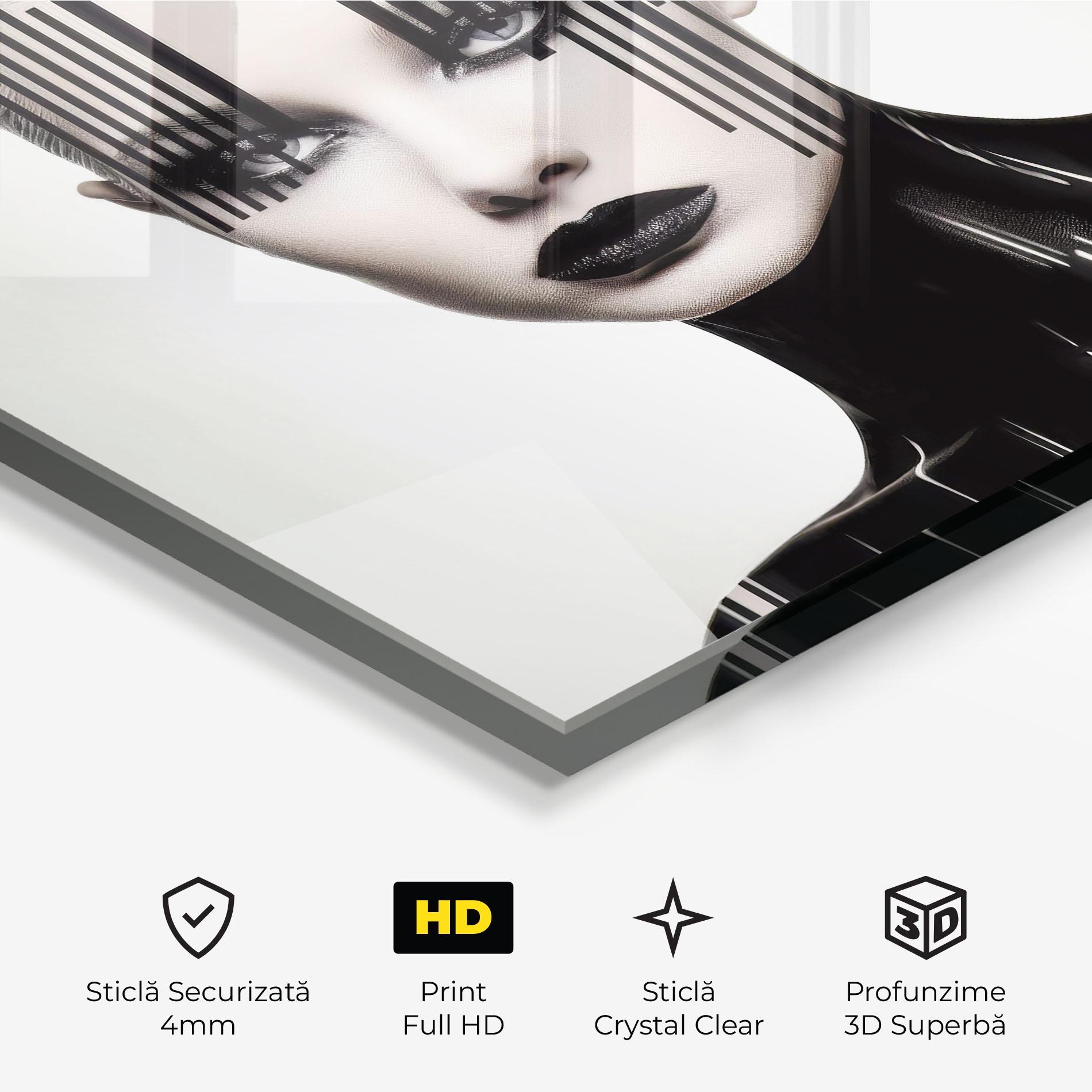 Tablou Sticla Black Lips And Outfit mockup 3