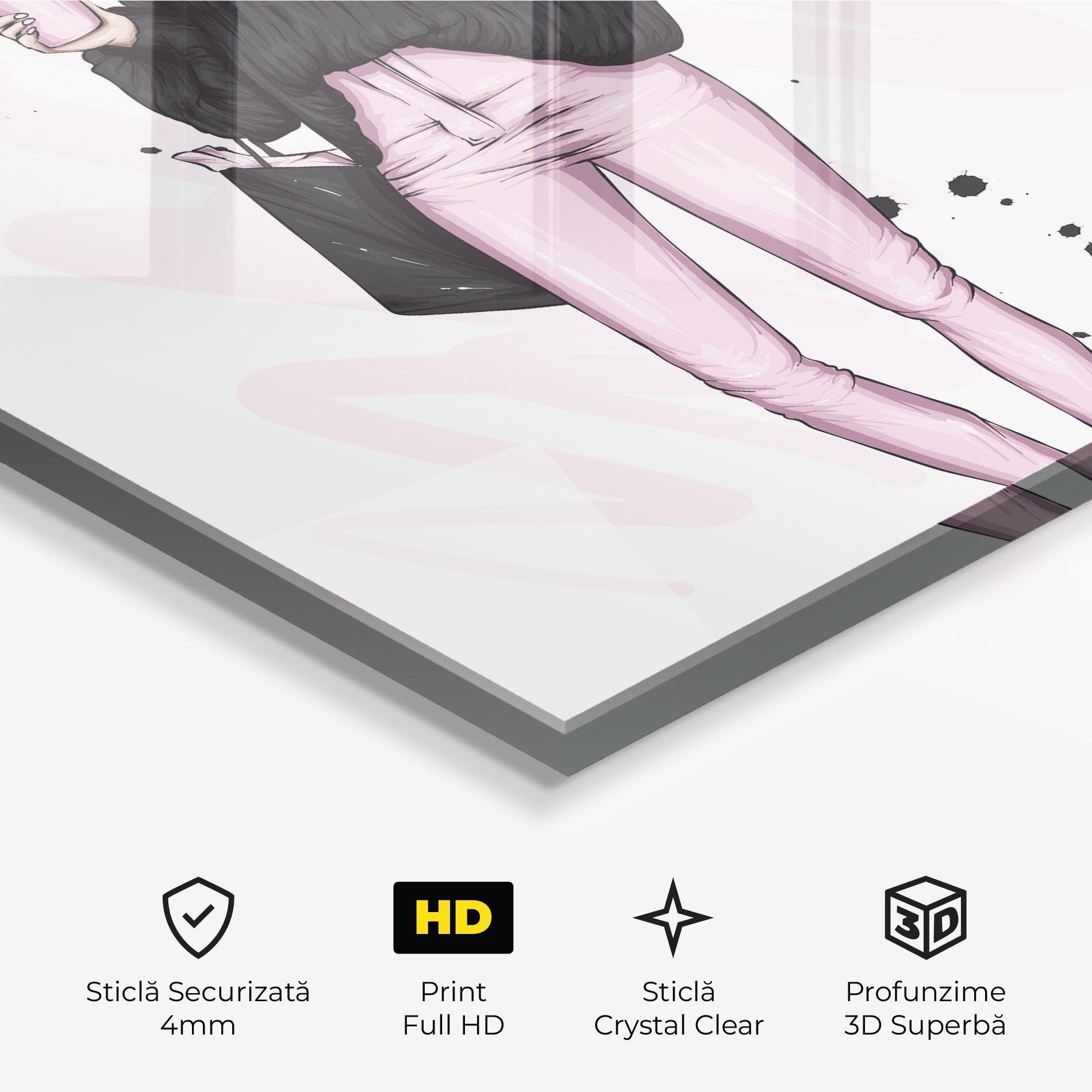 Tablou Sticla Black Pink Outfit mockup 3
