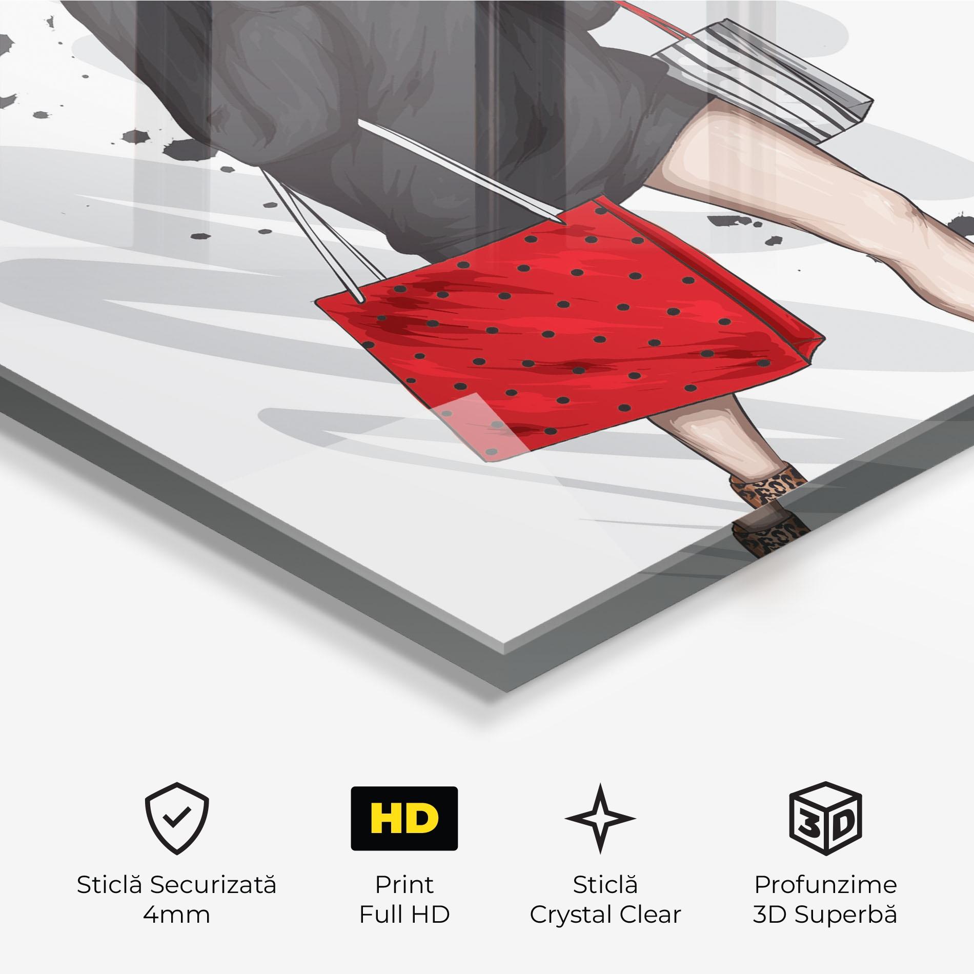 Tablou Sticla Black Red Outfit mockup 3