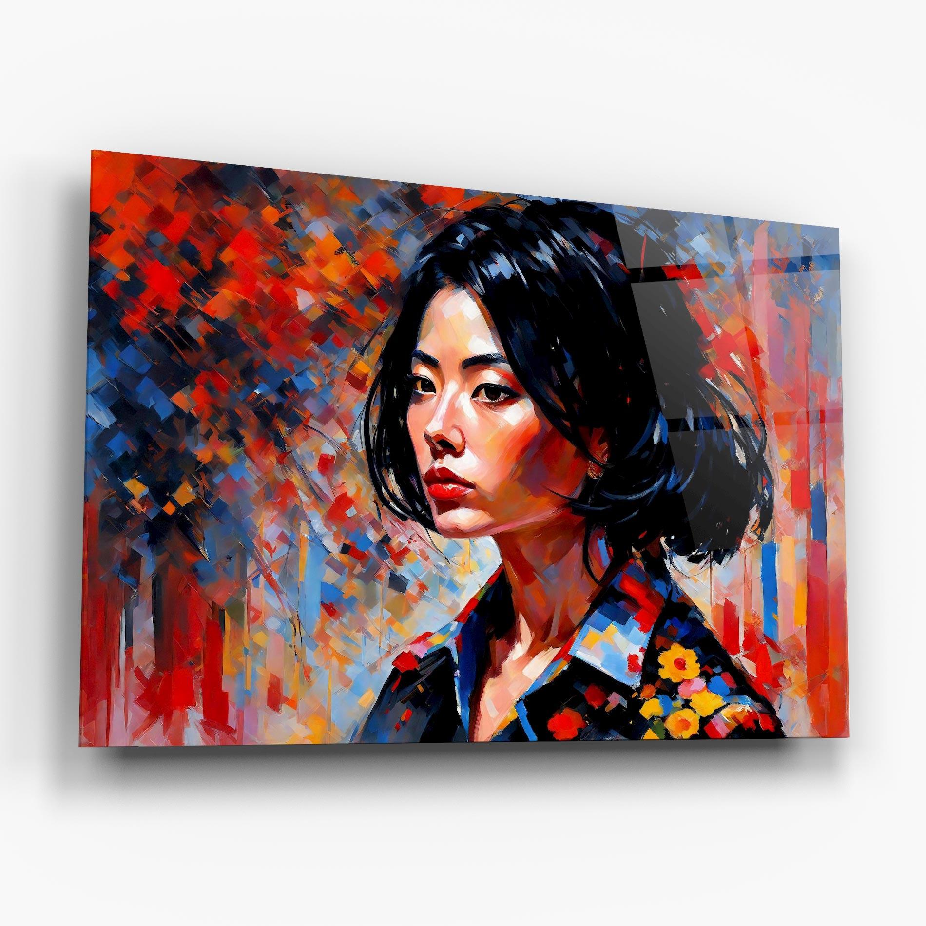 Tablou Sticla Beautiful Asian Woman mockup 6