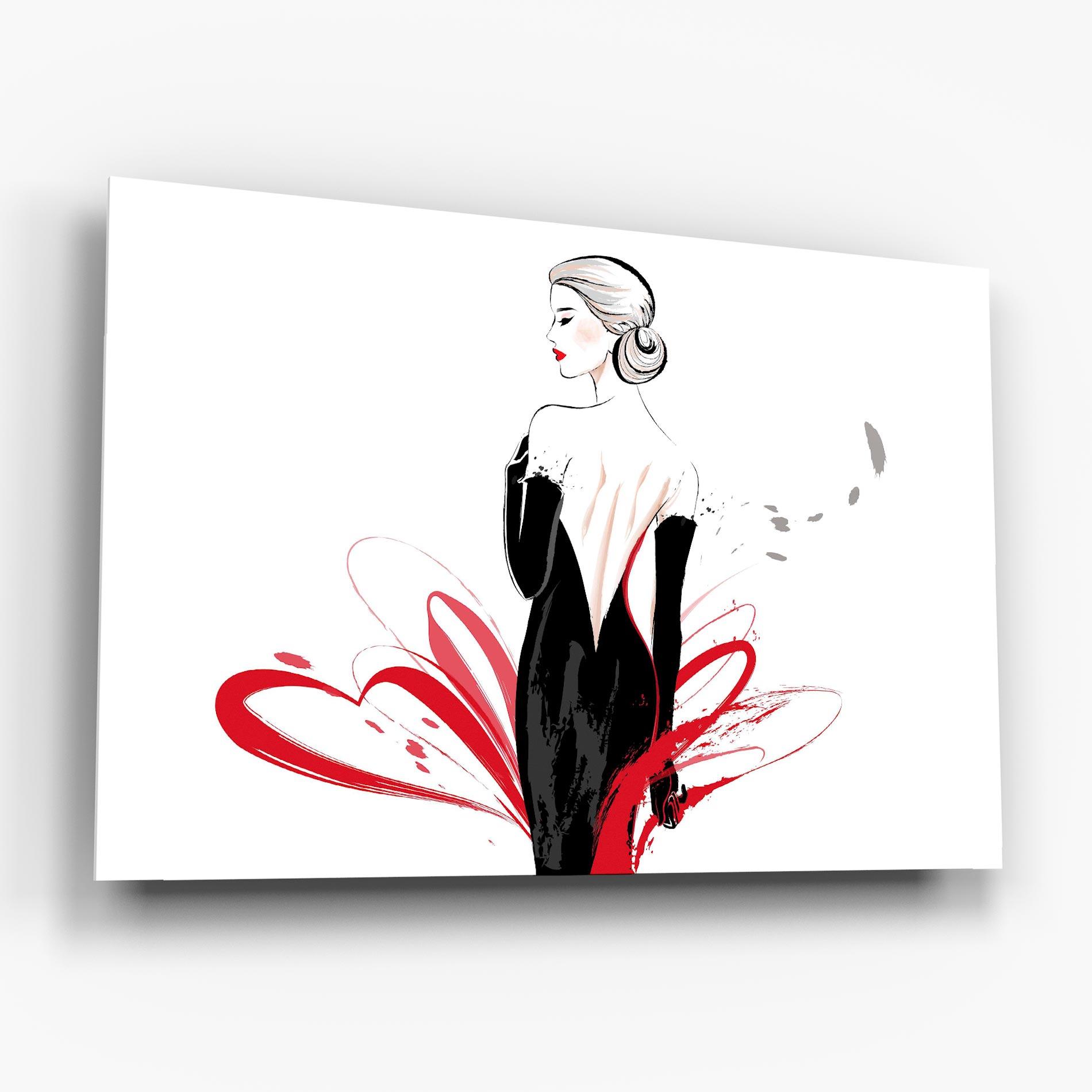 Tablou Sticla Black Red Dress mockup 6