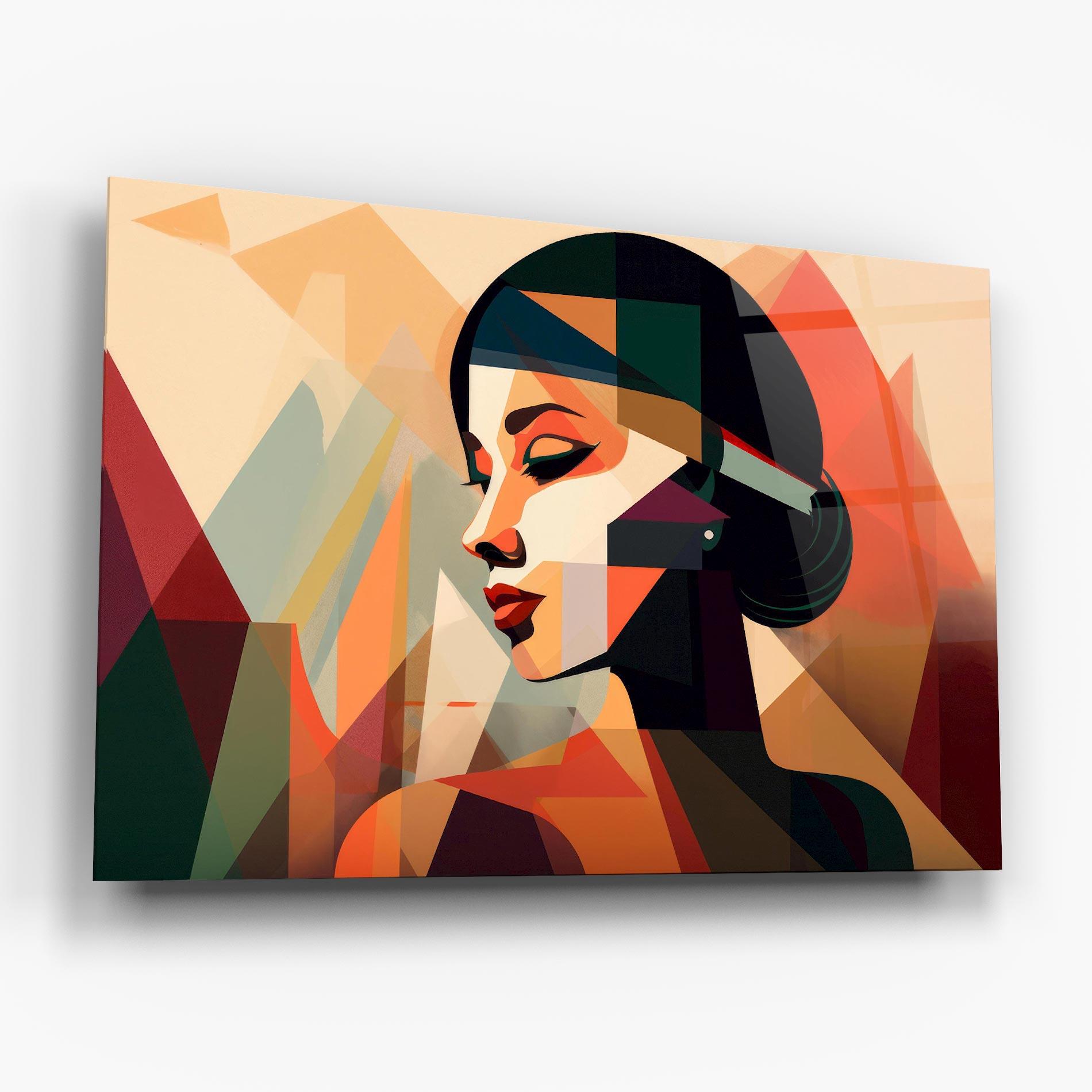 Tablou Sticla Bold Shapes Lines mockup 6